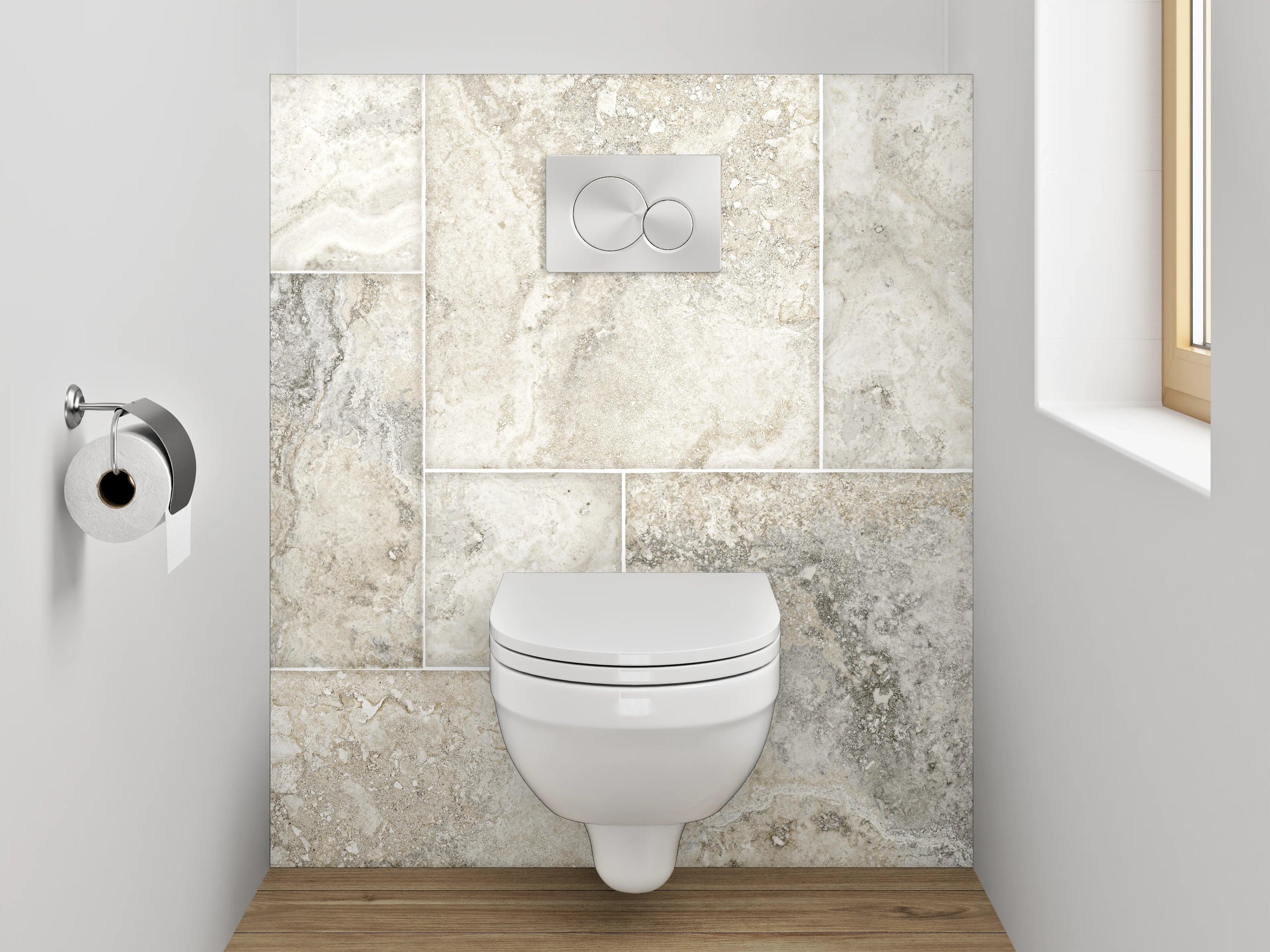WC-Rückwand - Helle Marmoroptik Fliesenmuster