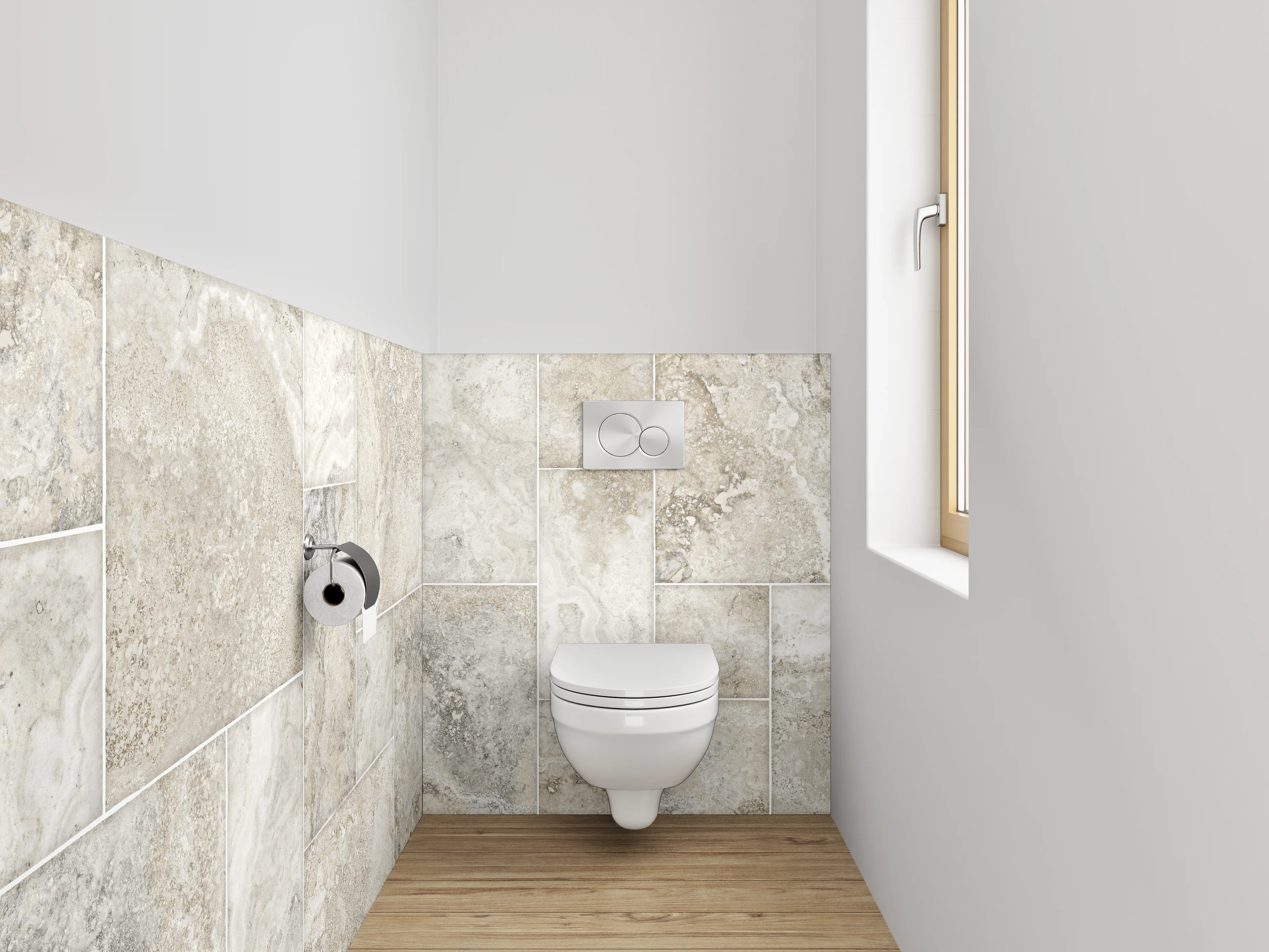 WC-Rückwand - Helle Marmoroptik Fliesenmuster