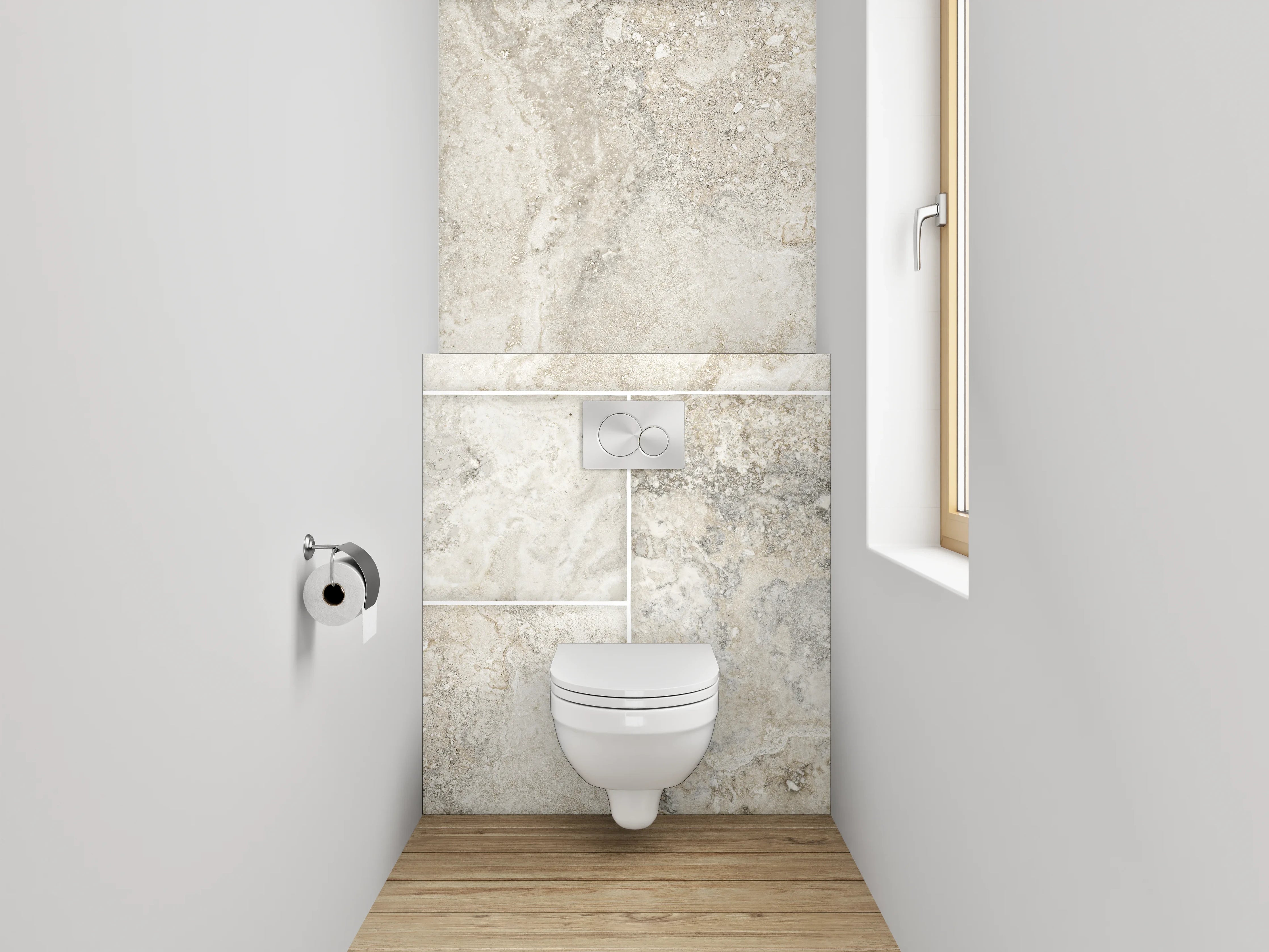 WC-Rückwand - Helle Marmoroptik Fliesenmuster