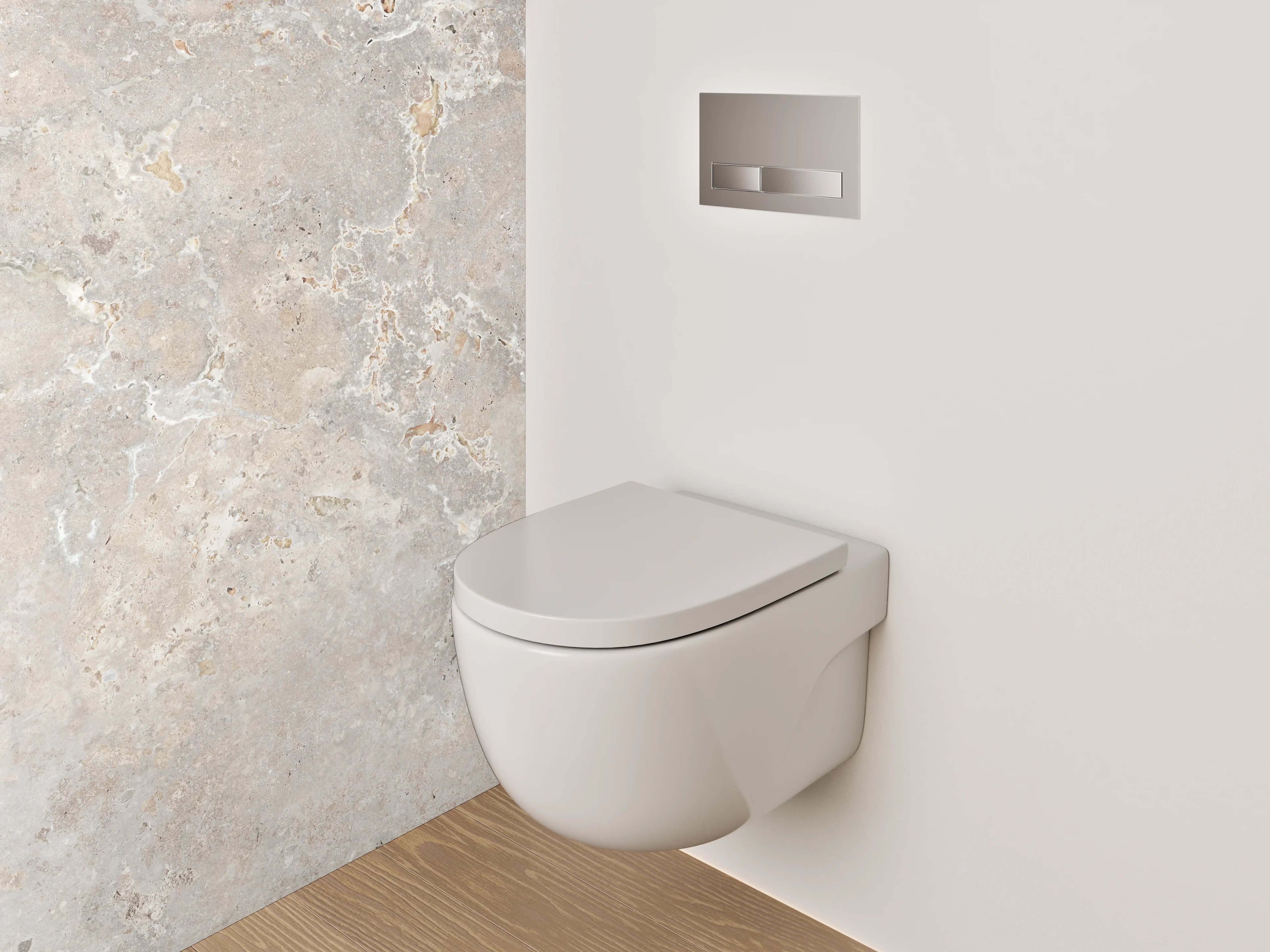 WC-Rückwand - Helle Marmoroptik mit Beigetönen