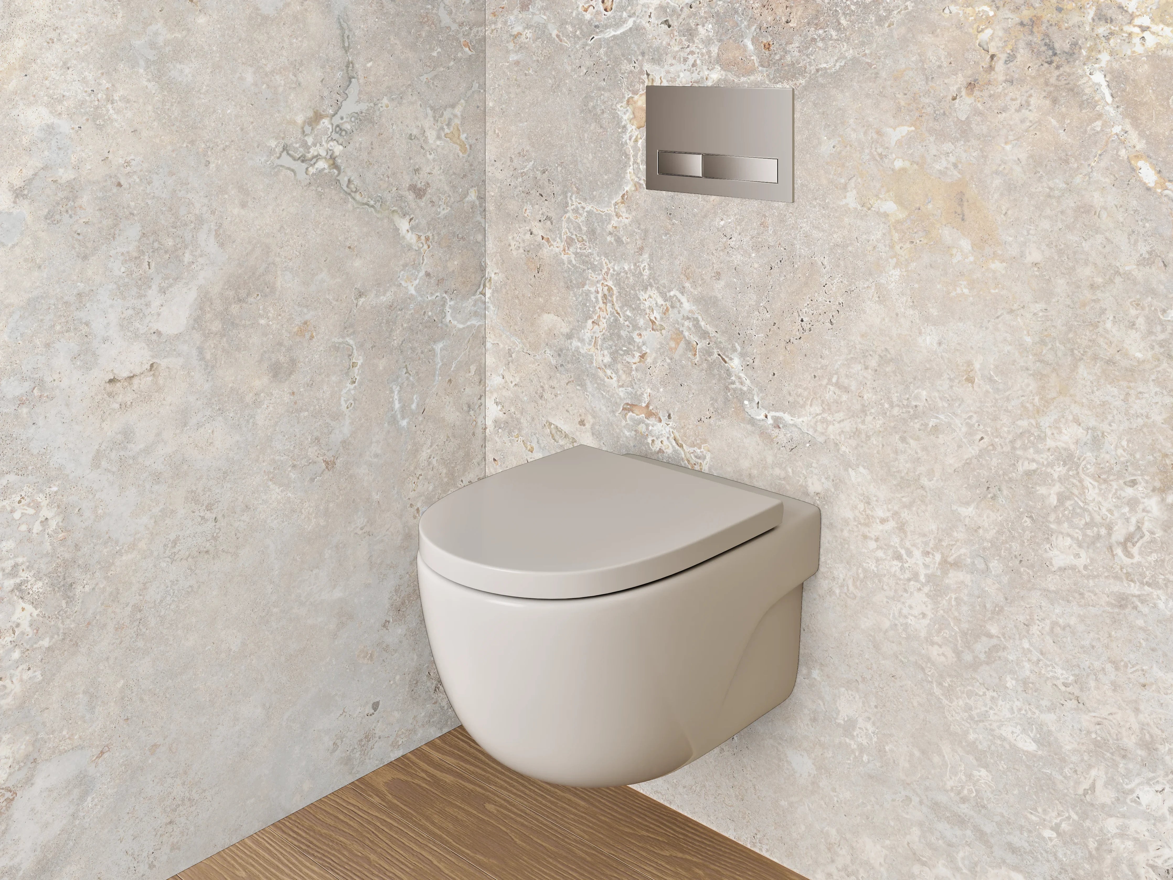 WC-Rückwand - Helle Marmoroptik mit Beigetönen