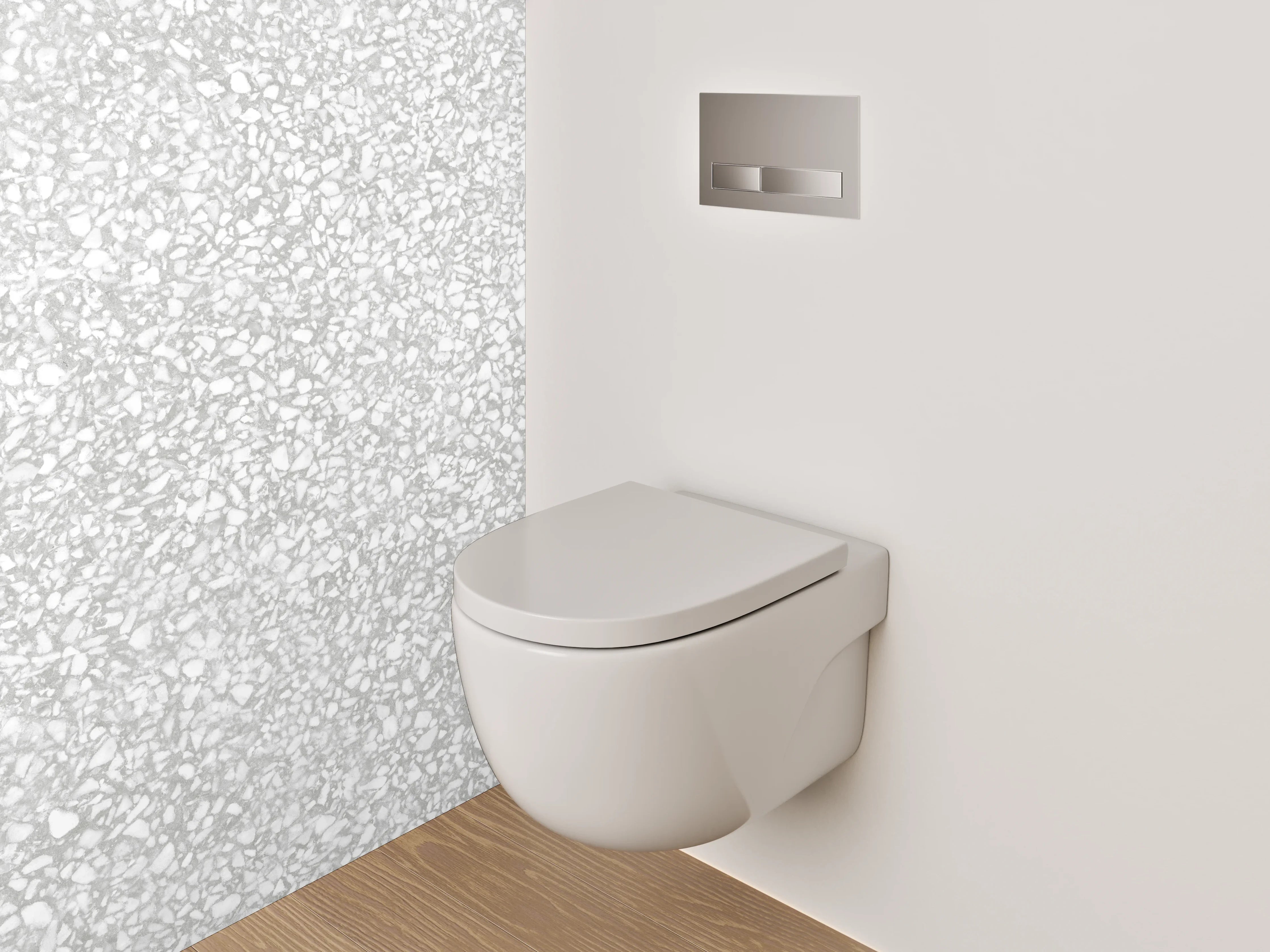 WC-Rückwand - Helle Marmorstruktur in Weiß und Grau