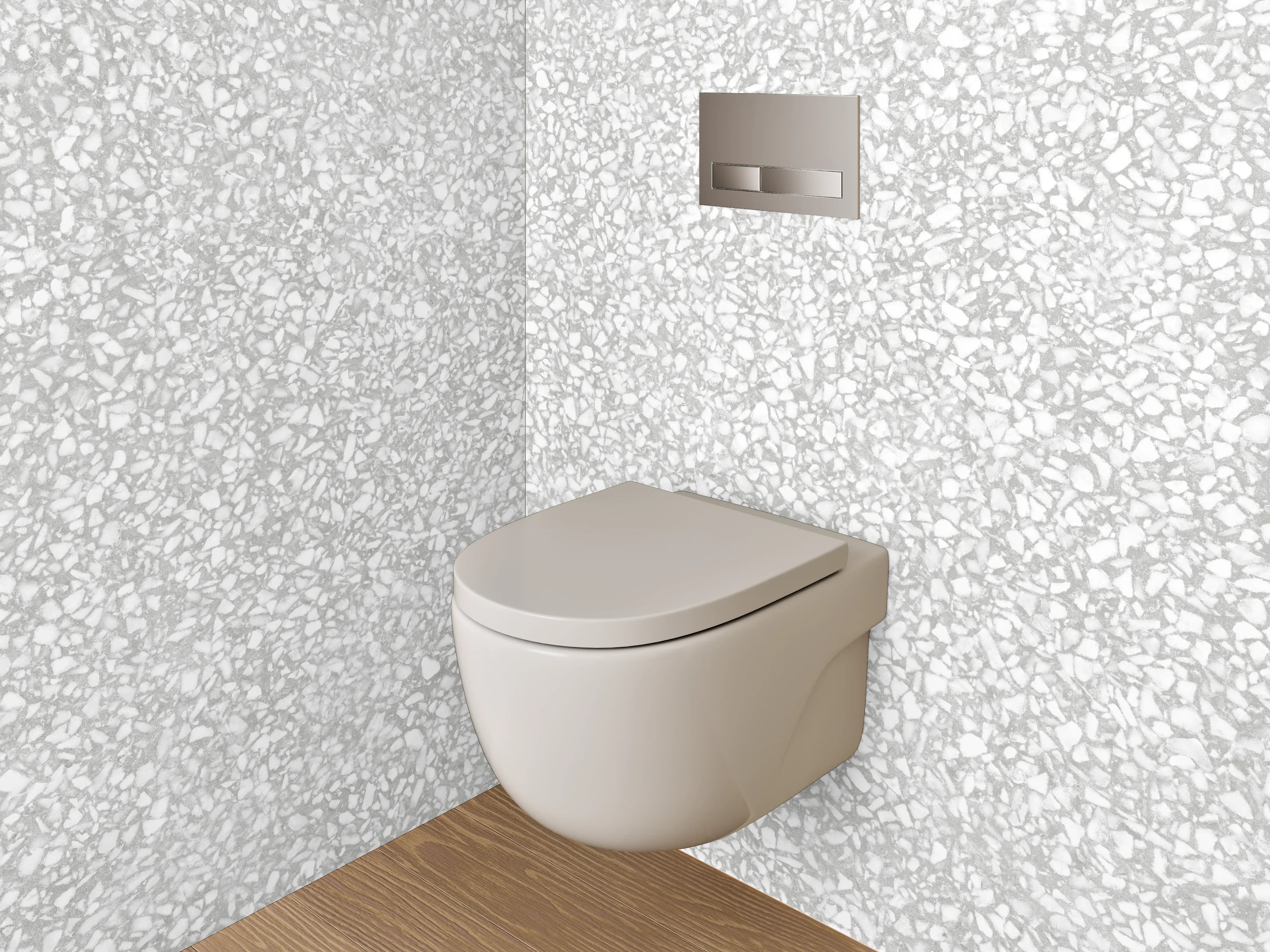 WC-Rückwand - Helle Marmorstruktur in Weiß und Grau