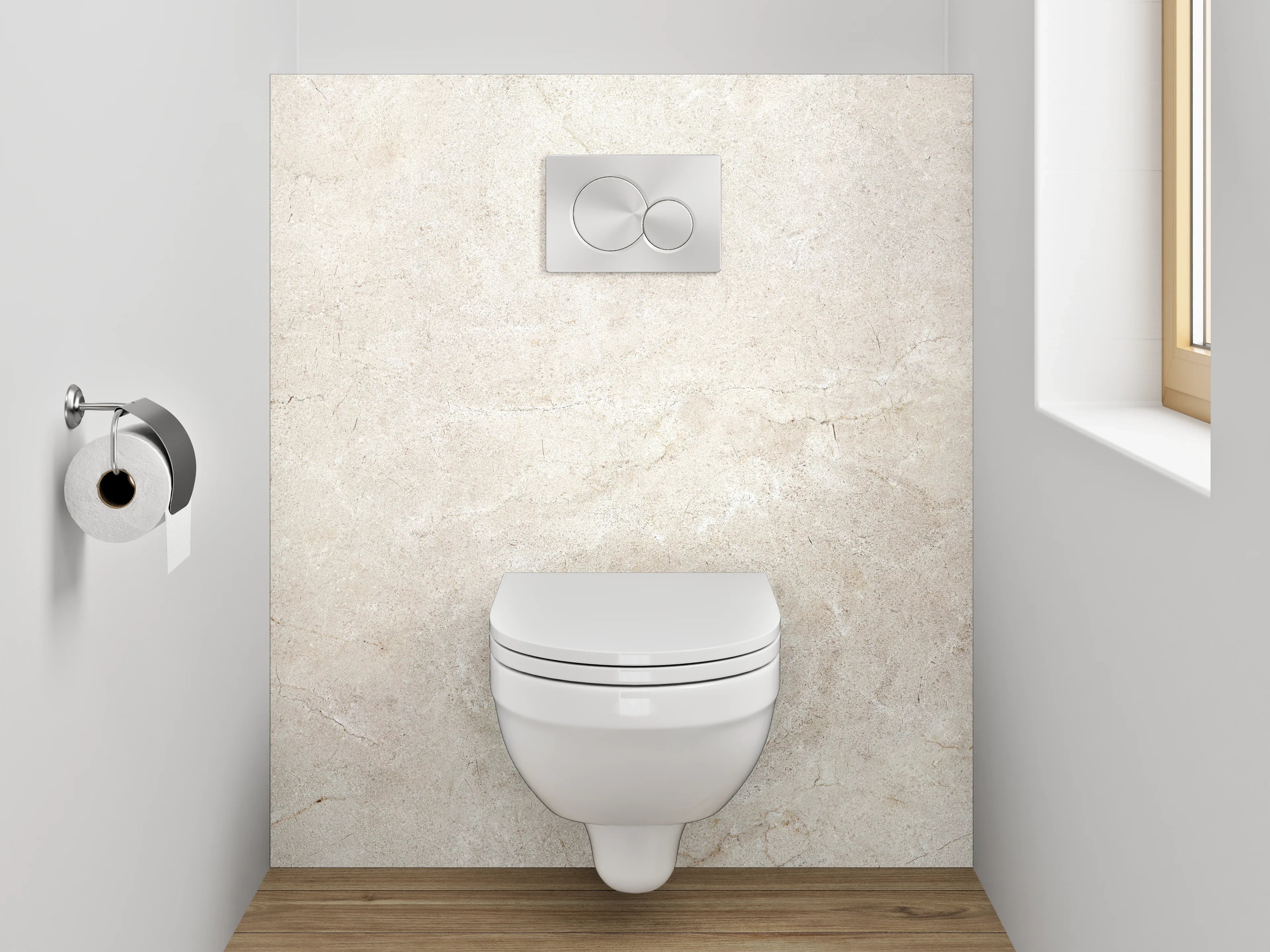 WC-Rückwand - Helle Sonnenlichtaufnahme auf Sandstein