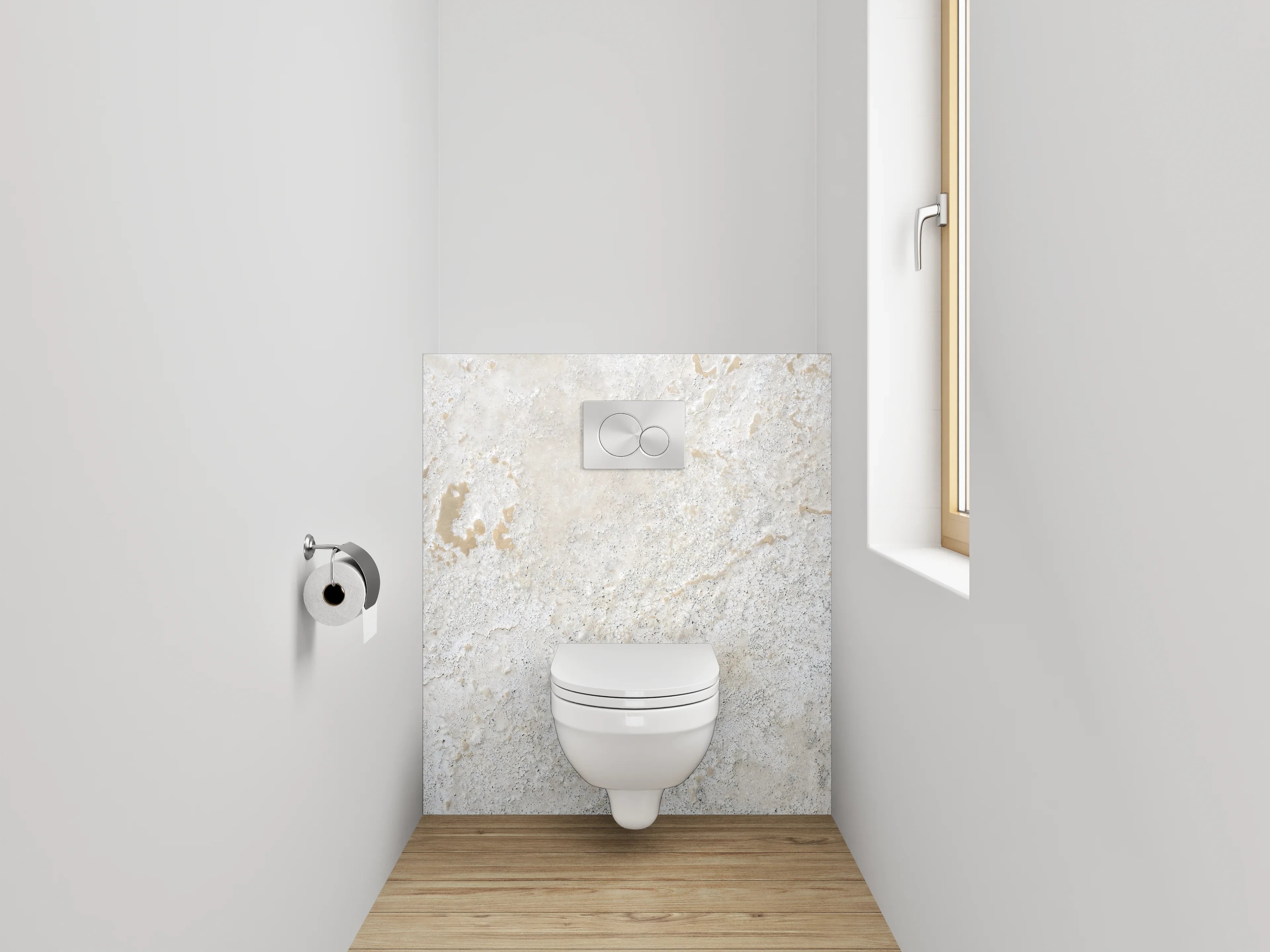 WC-Rückwand - Helle Wandstruktur in Weiß und Grau