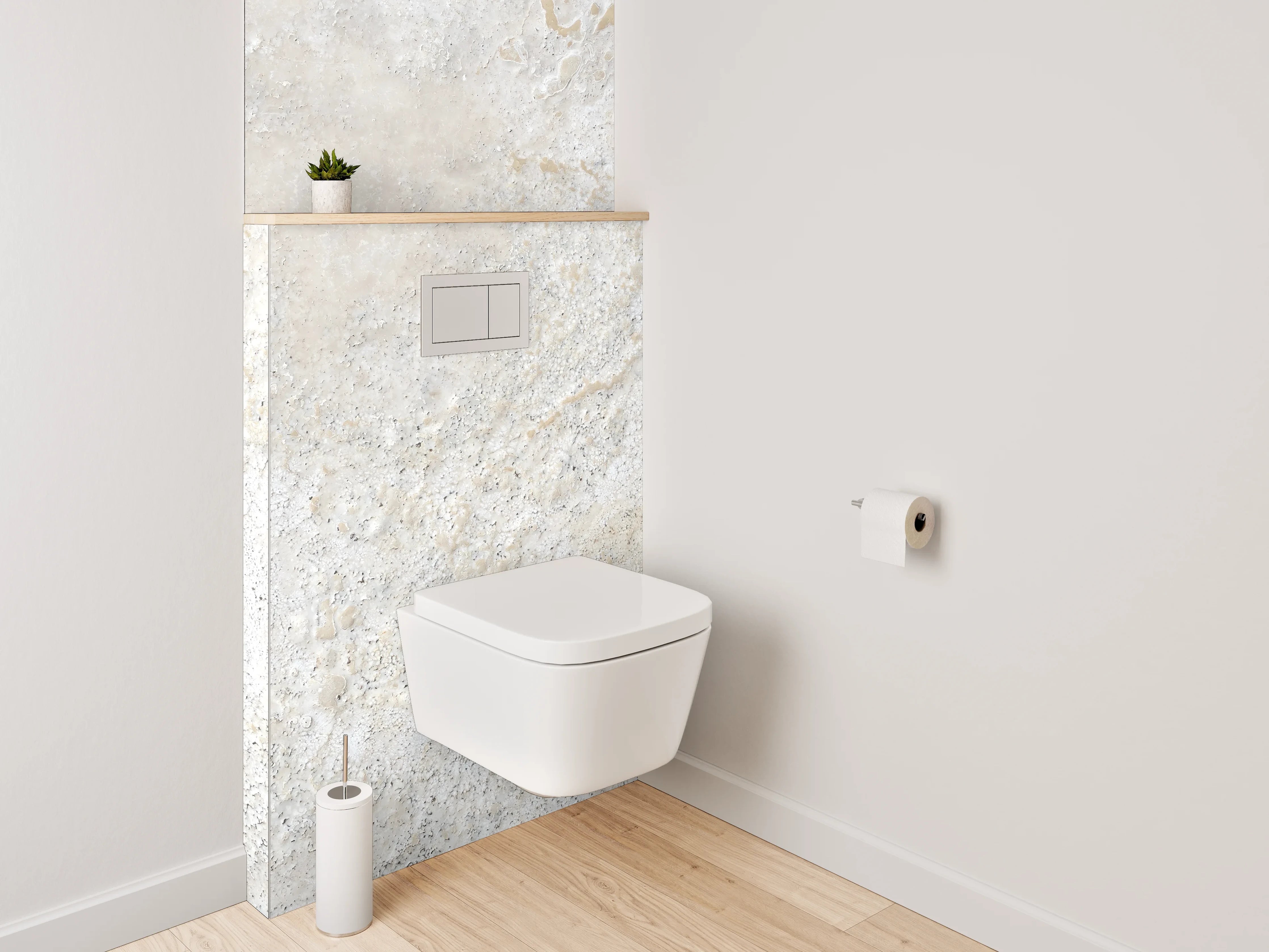 WC-Rückwand - Helle Wandstruktur in Weiß und Grau