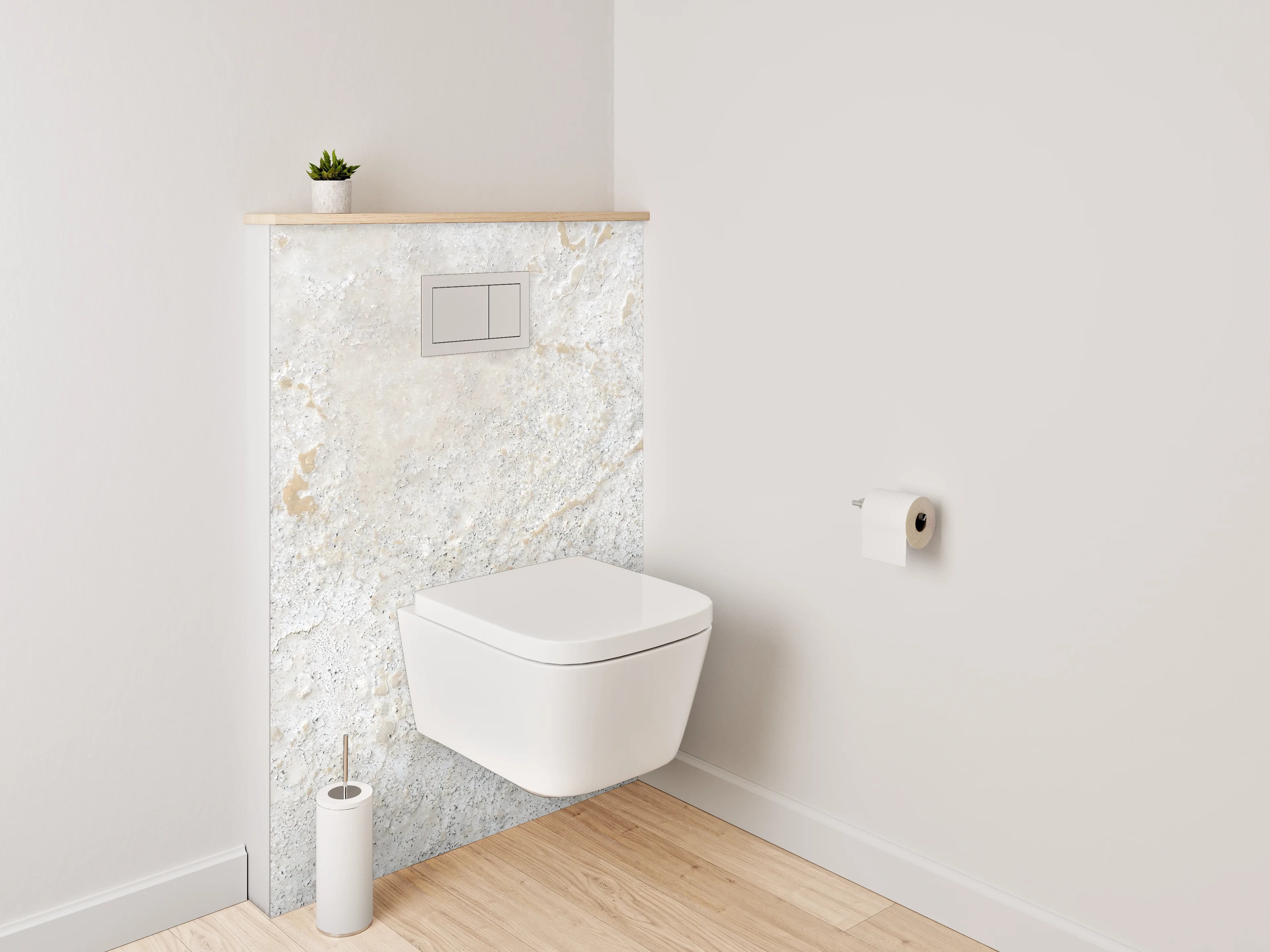 WC-Rückwand - Helle Wandstruktur in Weiß und Grau