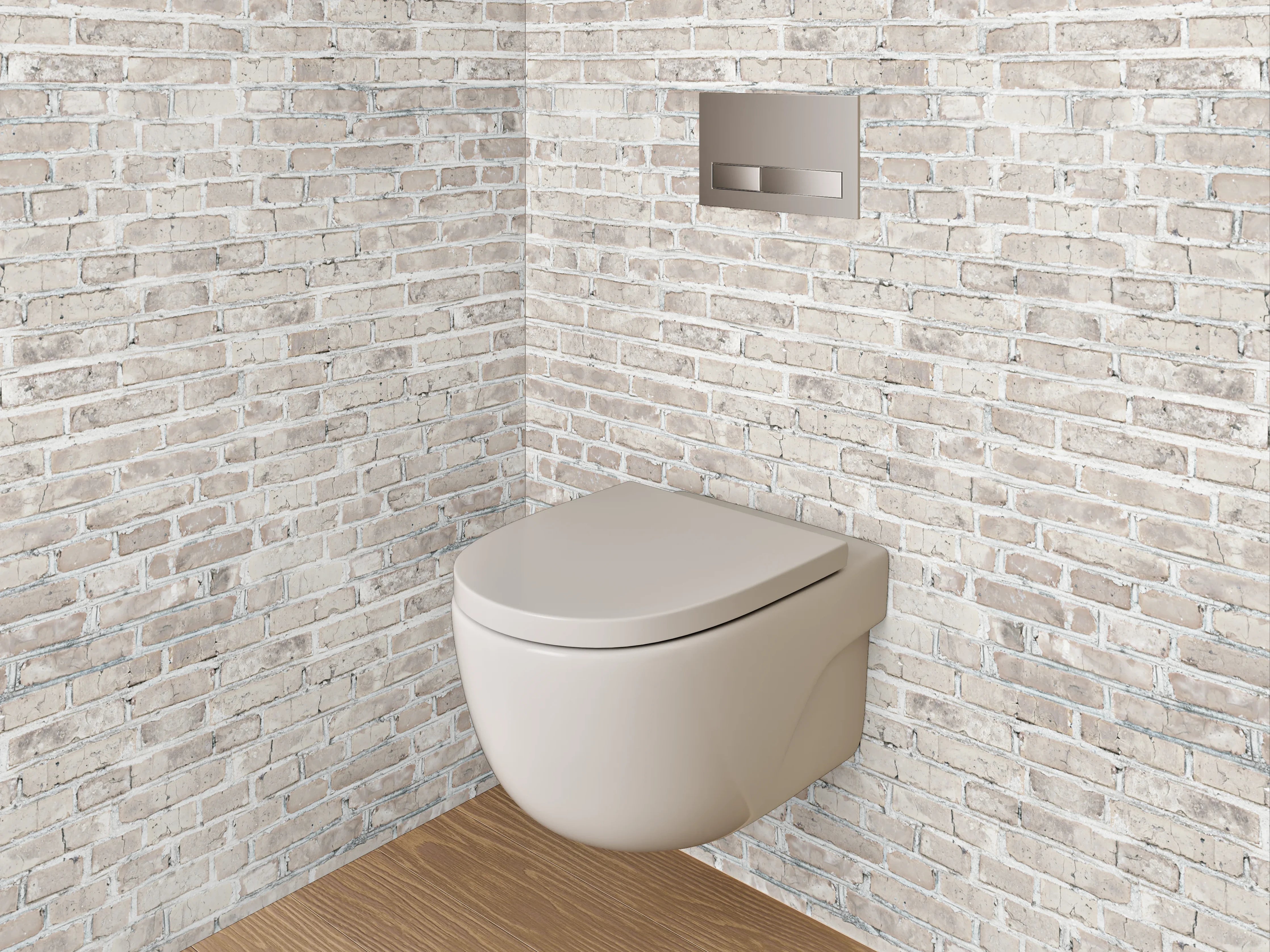 WC-Rückwand - Helle Ziegelsteinwand