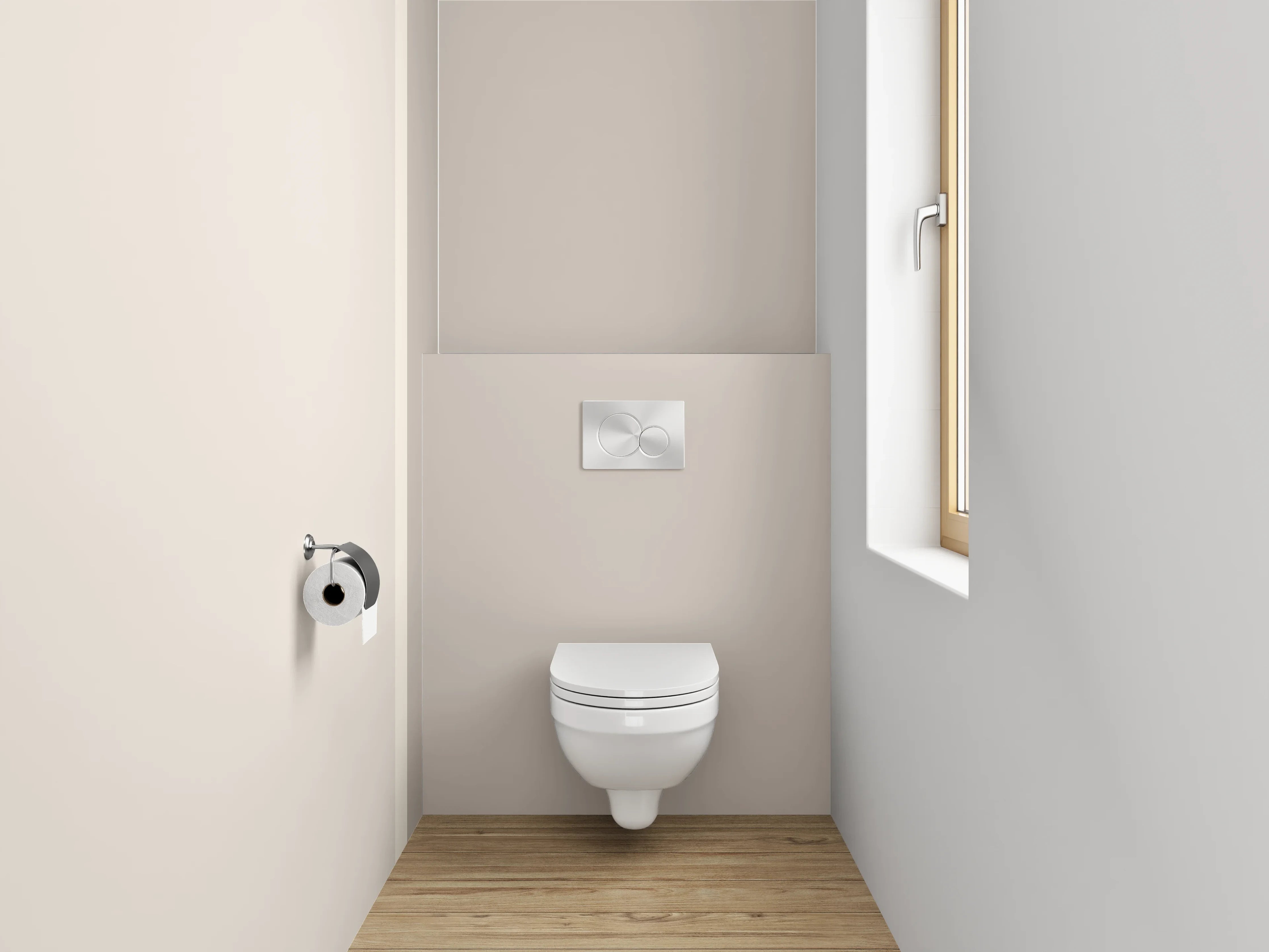 WC-Rückwand - Helle, neutrale Farbtöne in Beige und Grau