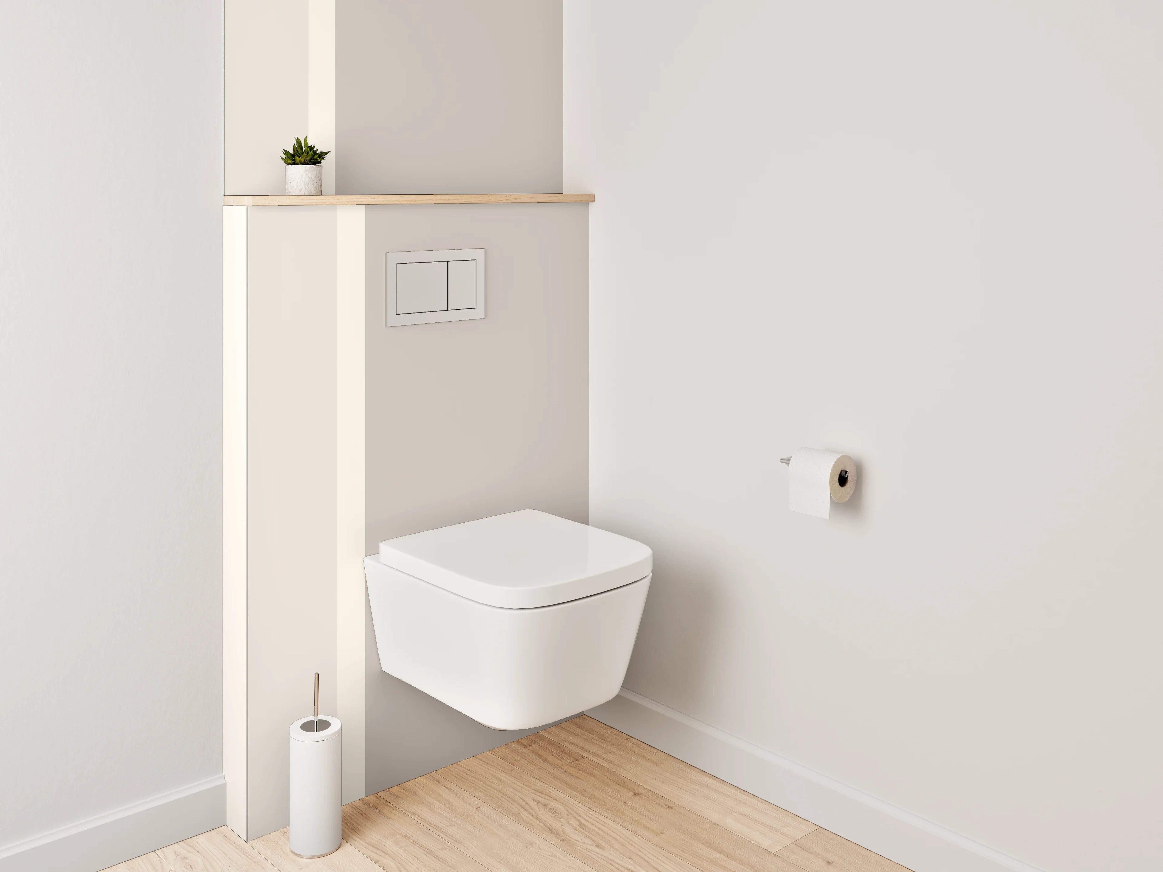 WC-Rückwand - Helle, neutrale Farbtöne in Beige und Grau