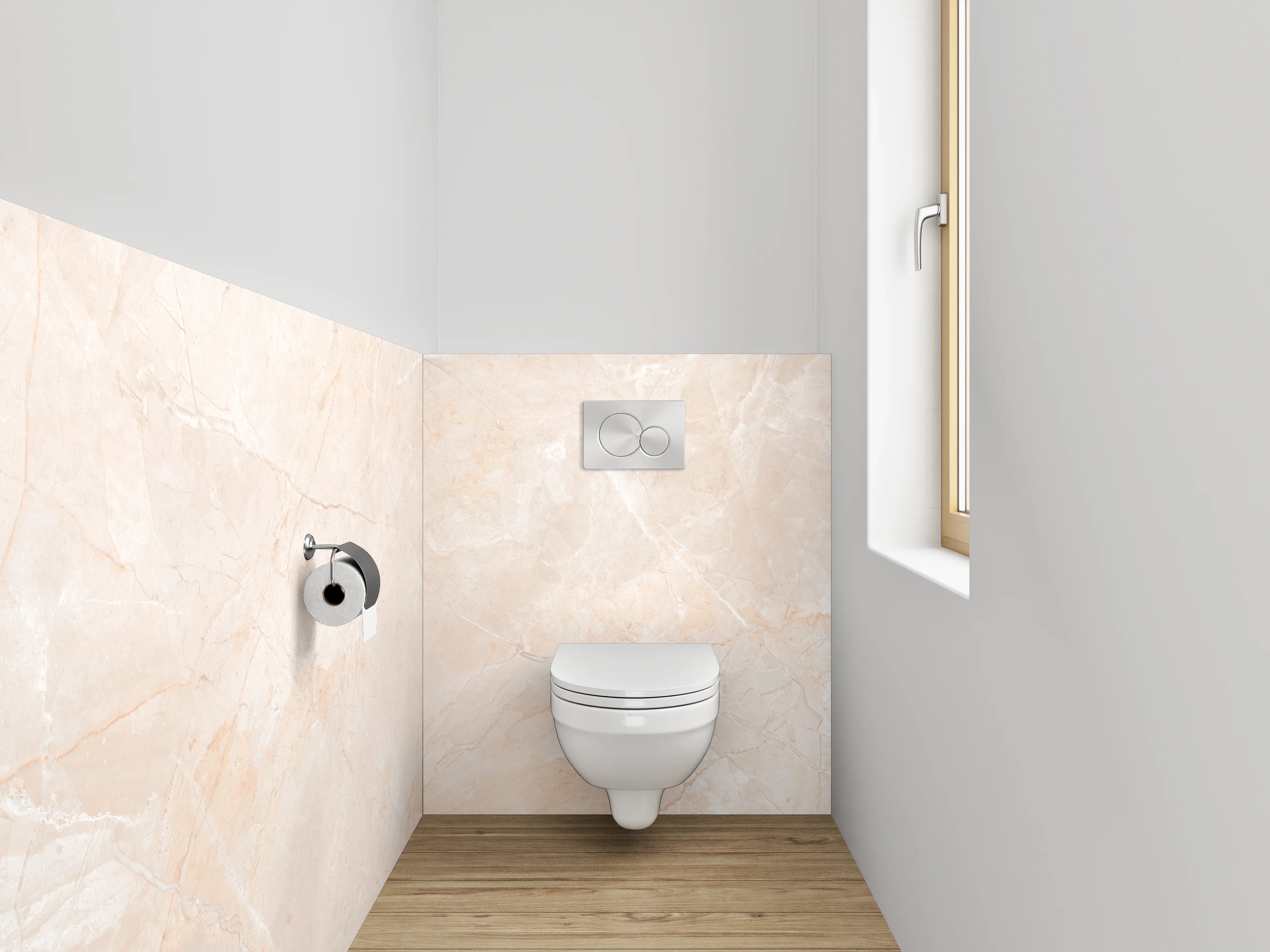 WC-Rückwand - Hellem Grau-Marmor mit zarter Maserung