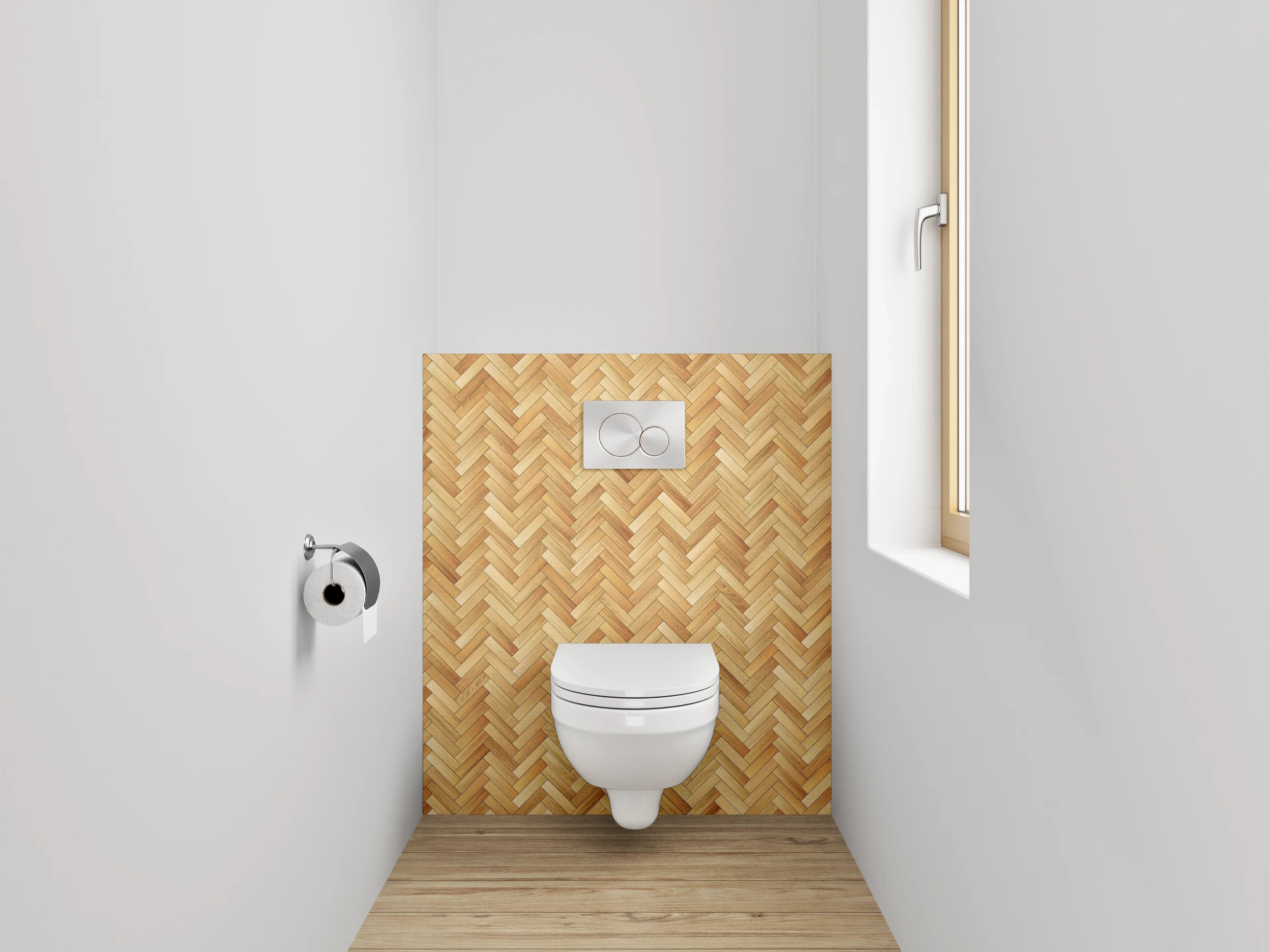 WC-Rückwand - Heller Fischgrät Holz Muster