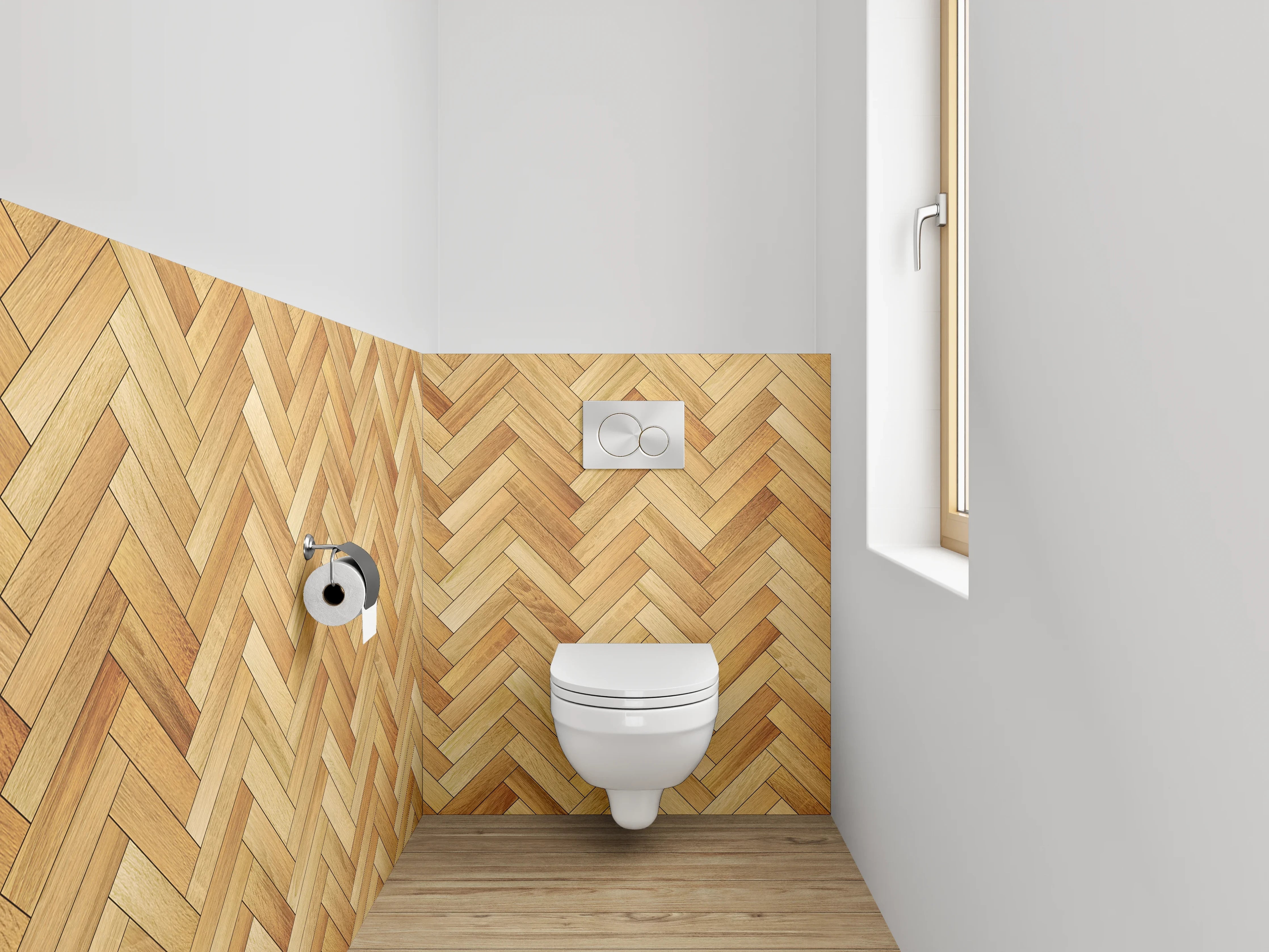 WC-Rückwand - Heller Fischgrät Holz Muster