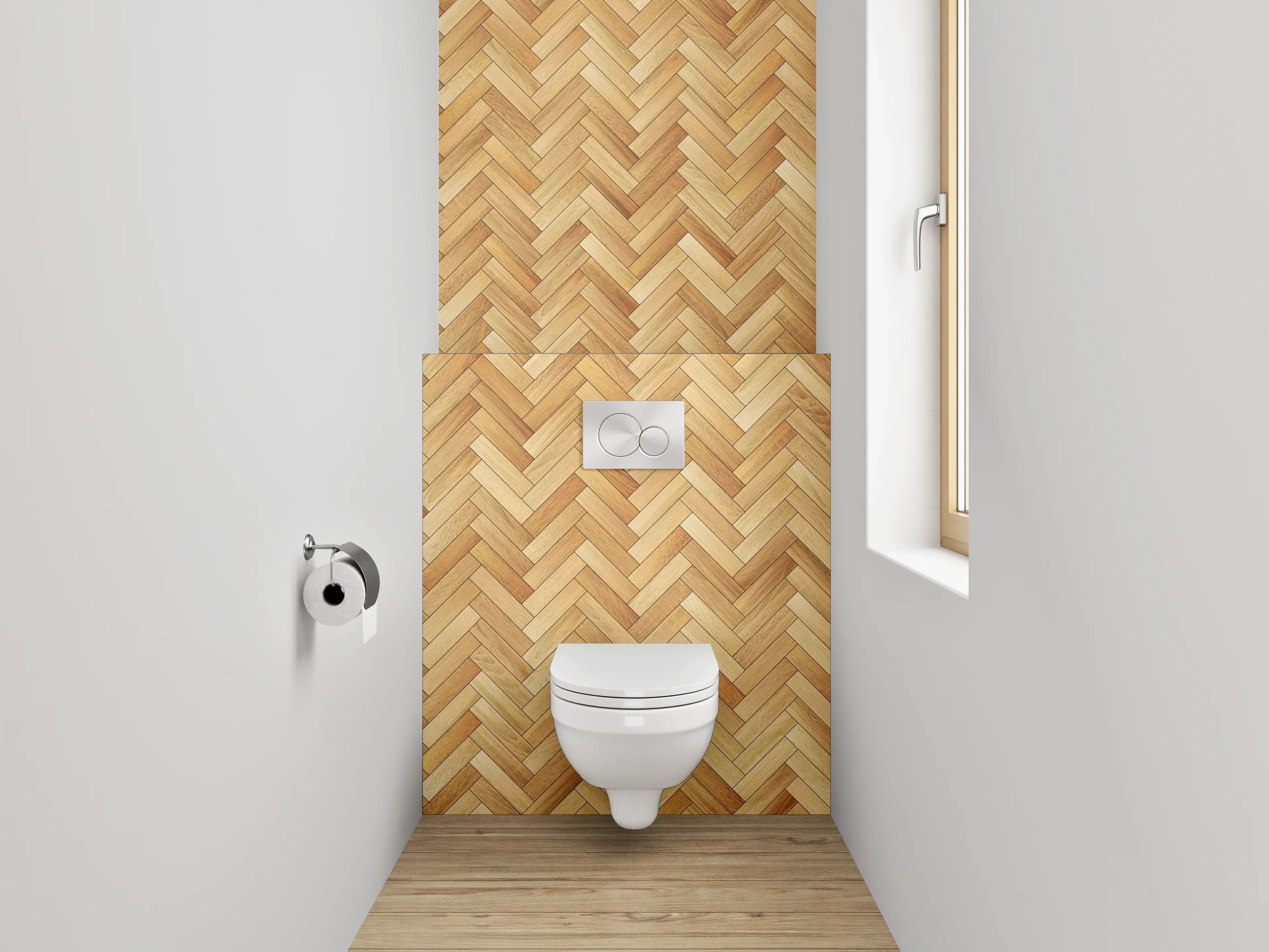 WC-Rückwand - Heller Fischgrät Holz Muster