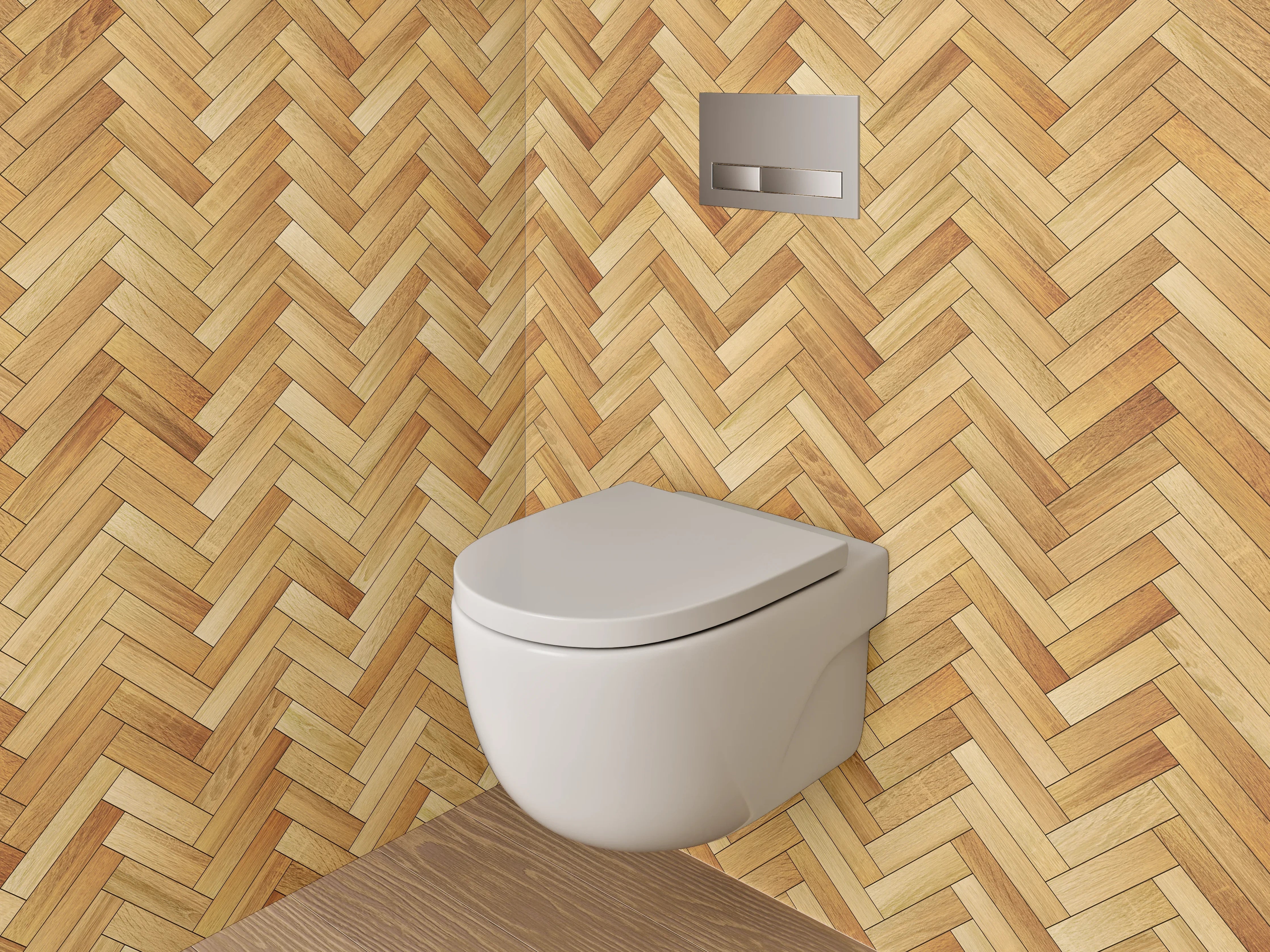 WC-Rückwand - Heller Fischgrät Holz Muster