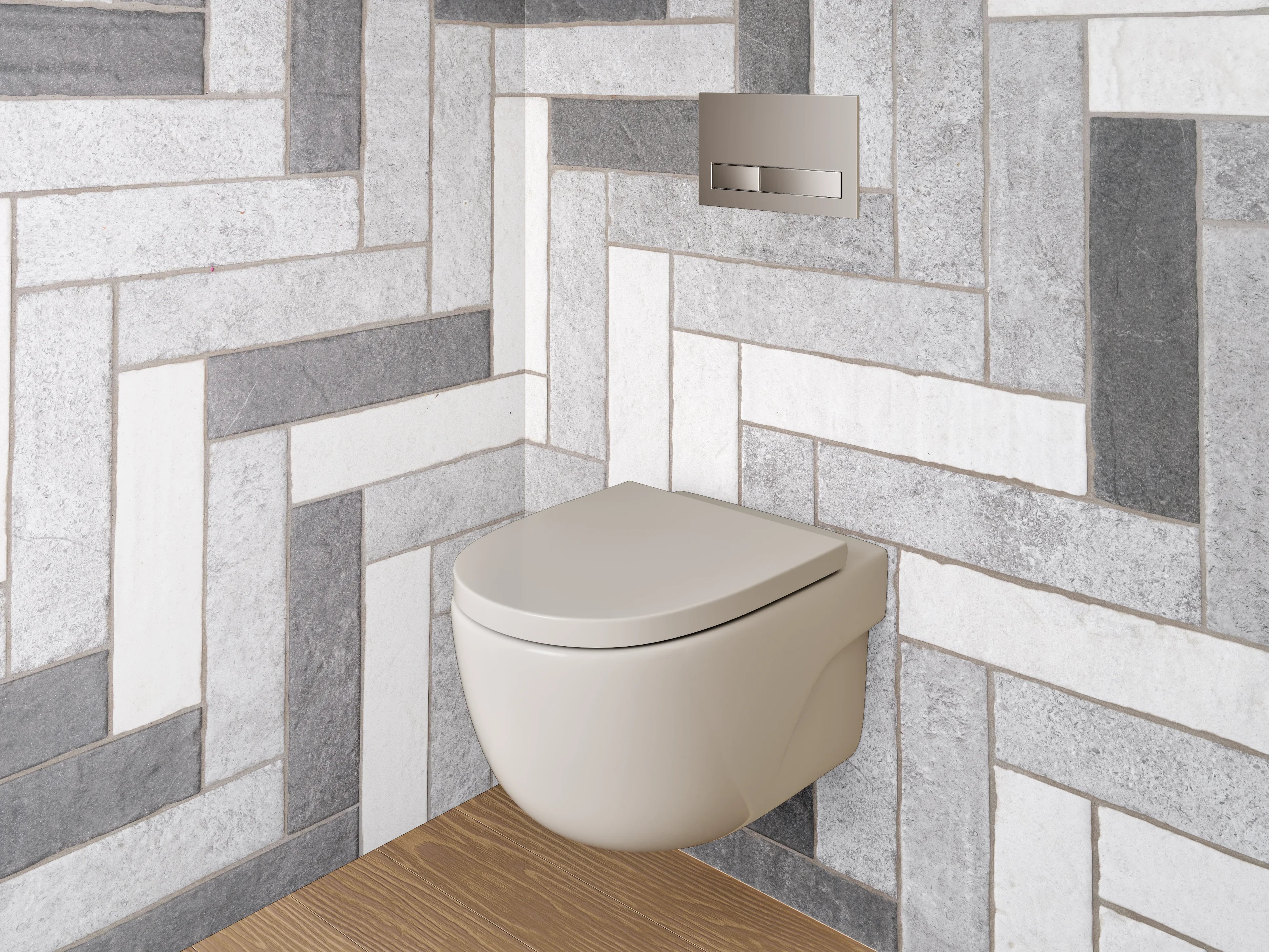 WC-Rückwand - Heller Fliesen-Mosaik-Look in Grau-Weiß