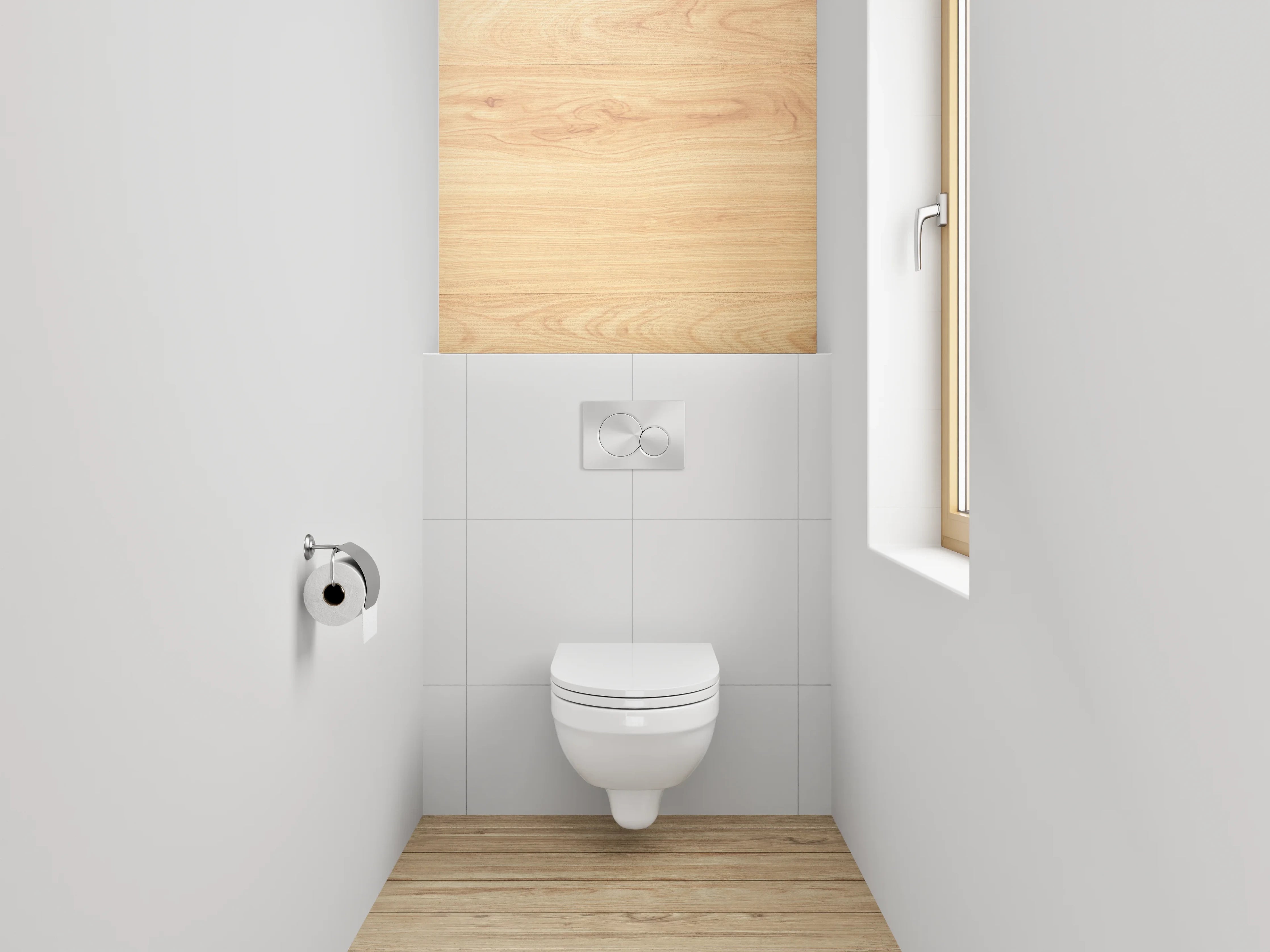 WC-Rückwand - Heller Holzfußboden in Naturfarben