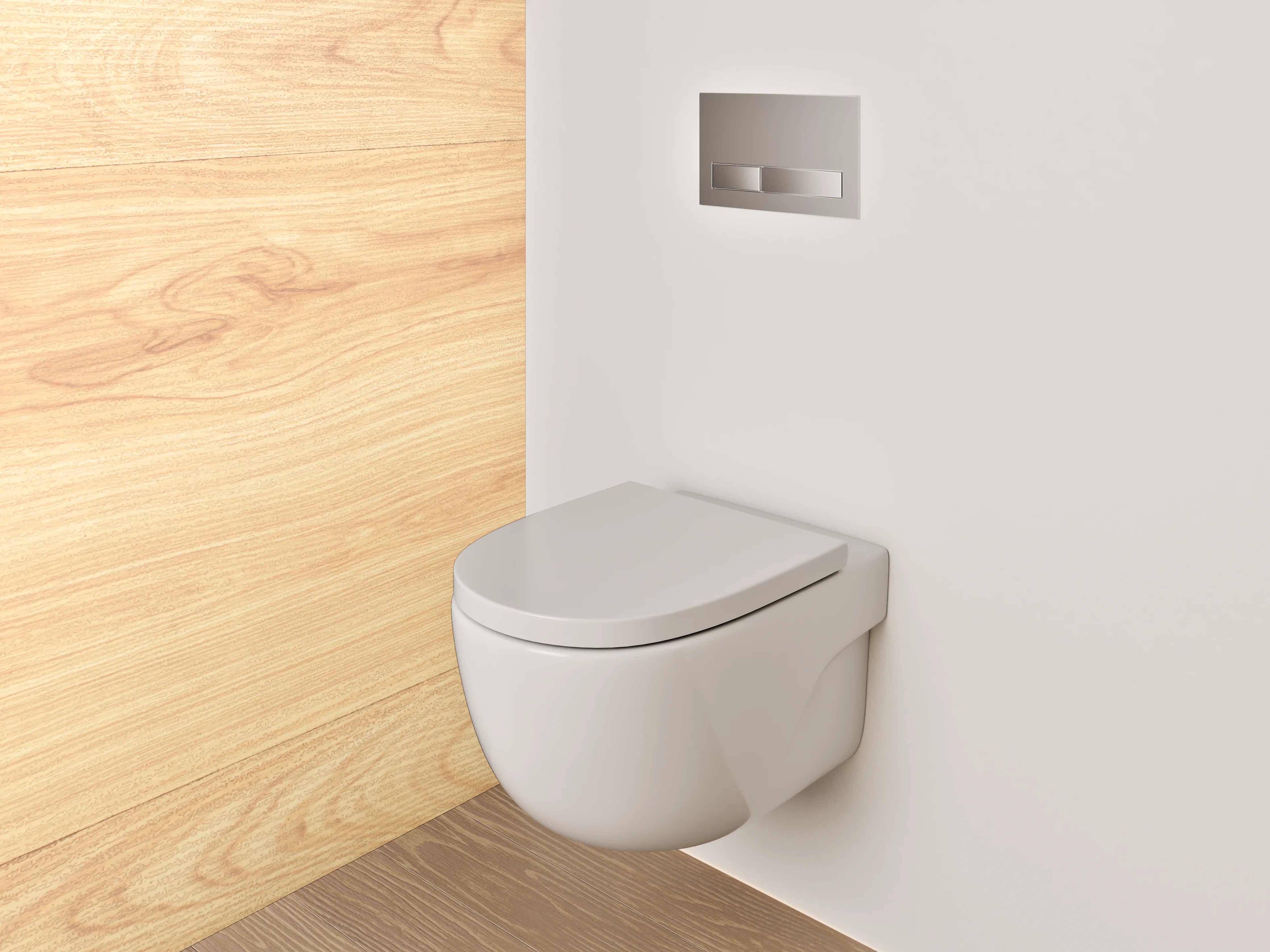 WC-Rückwand - Heller Holzfußboden in Naturfarben