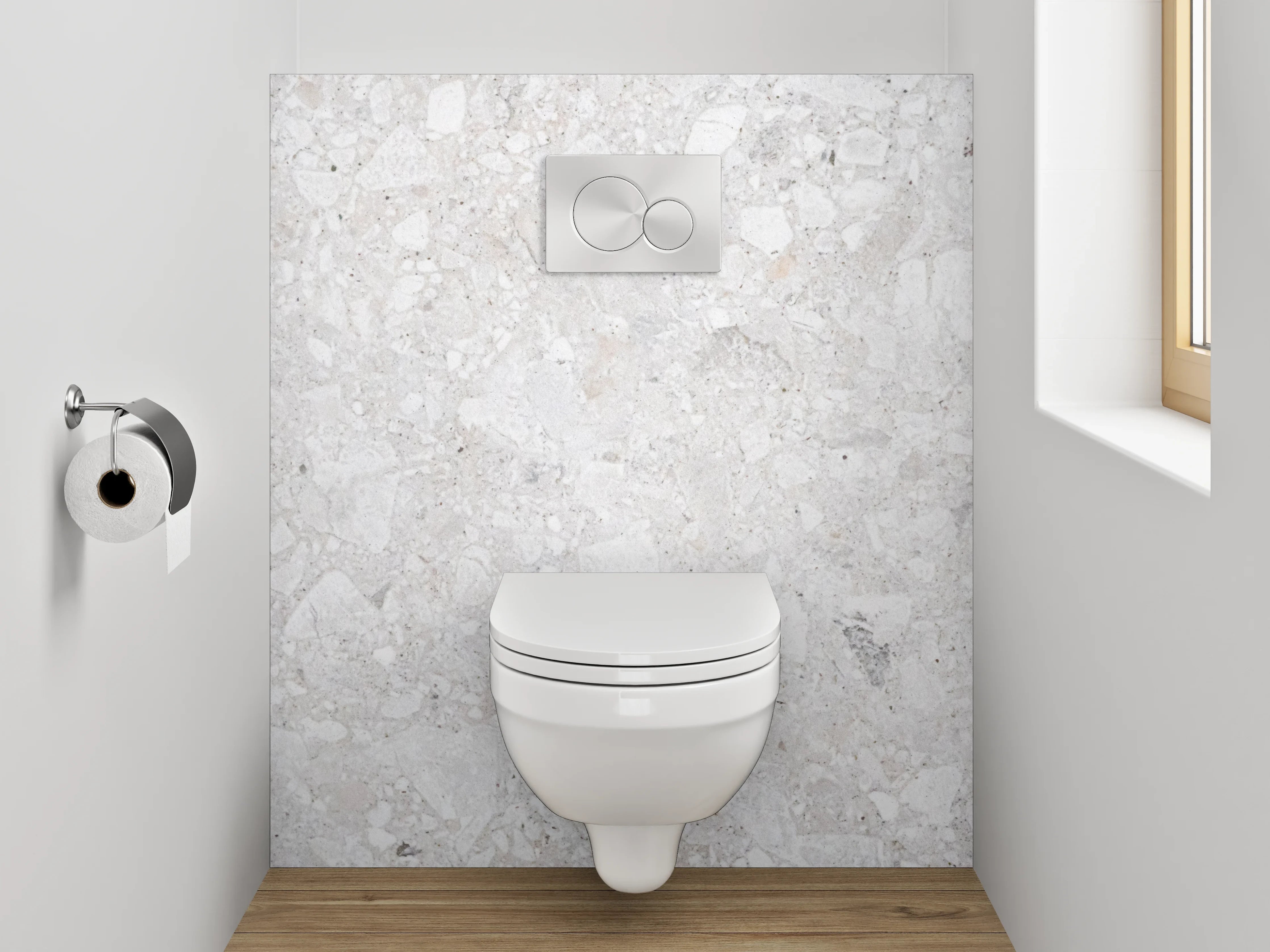 WC-Rückwand - Heller Marmor Look Fliesenoptik