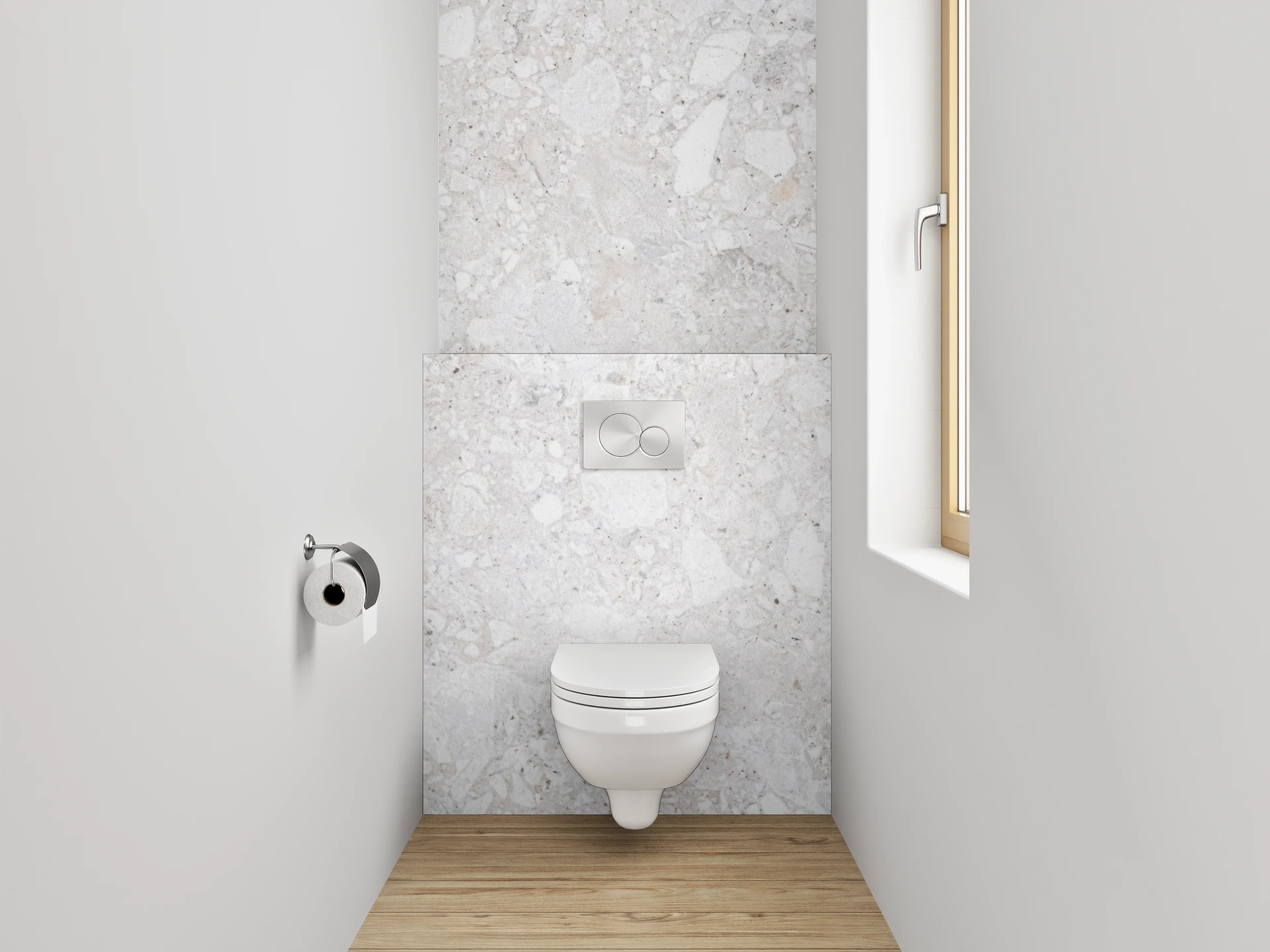 WC-Rückwand - Heller Marmor Look Fliesenoptik