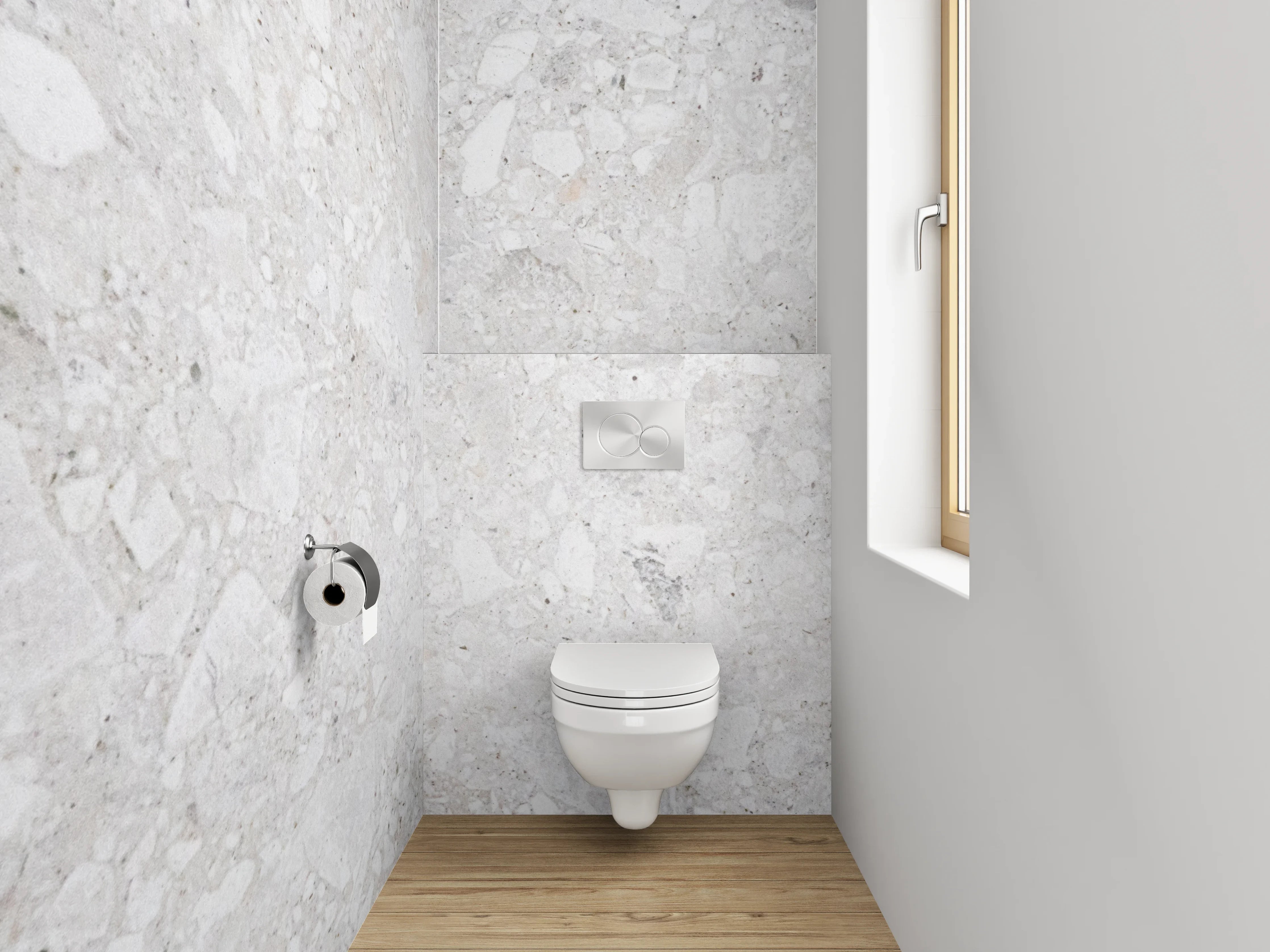 WC-Rückwand - Heller Marmor Look Fliesenoptik