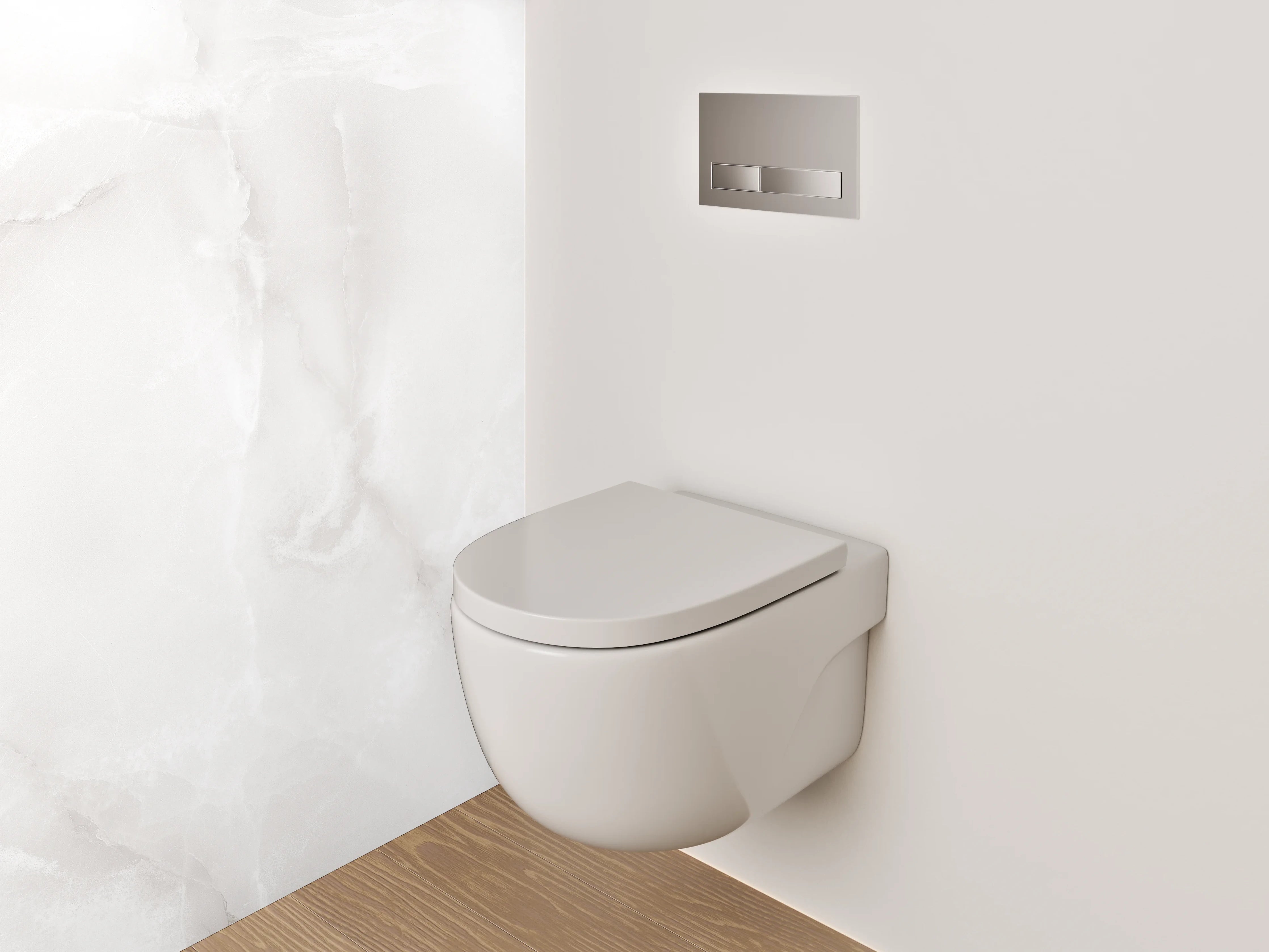 WC-Rückwand - Heller Marmor-Look Wanddekor Weiß Grau