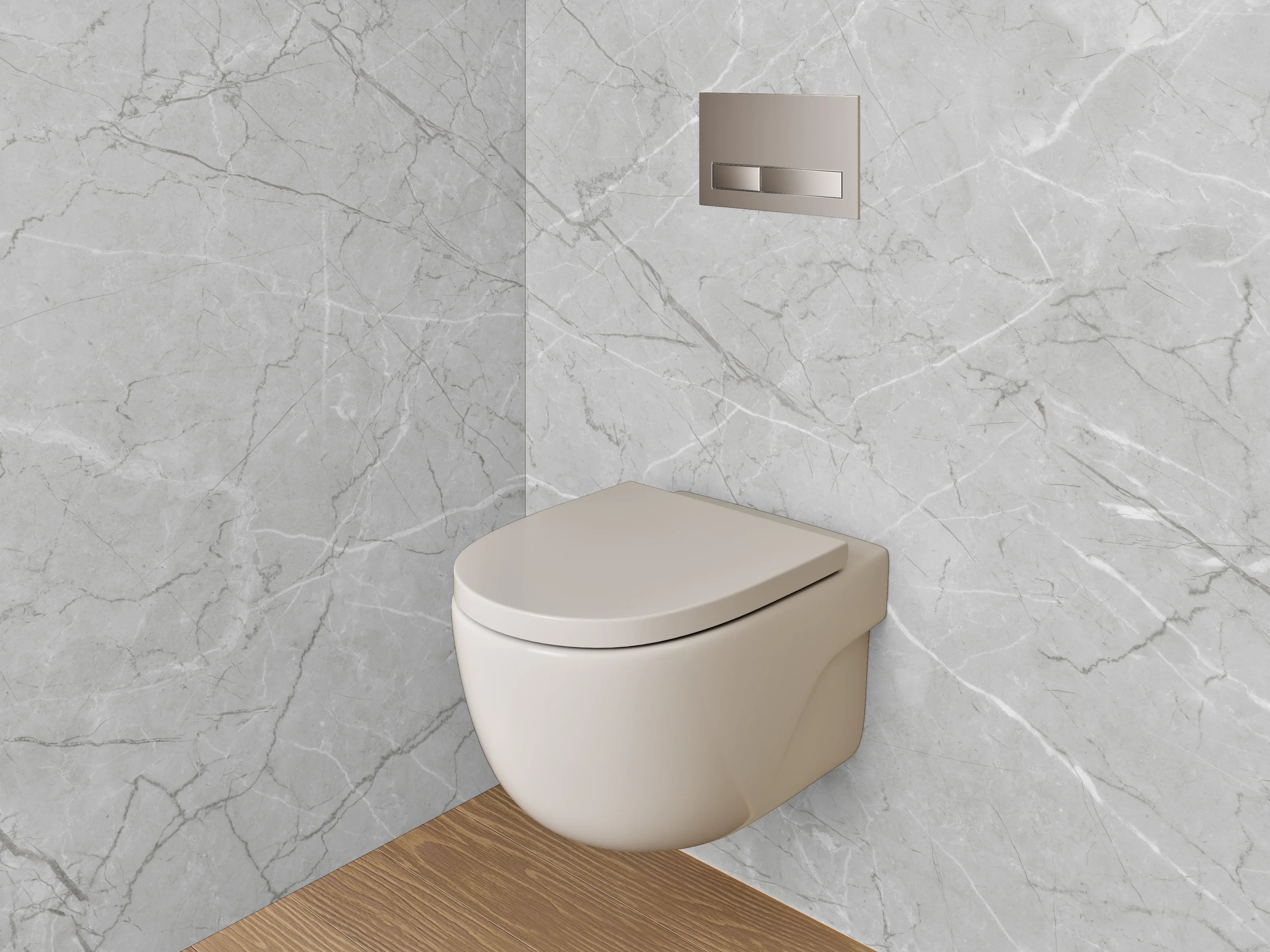 WC-Rückwand - Heller Marmor in Weiß-Grau