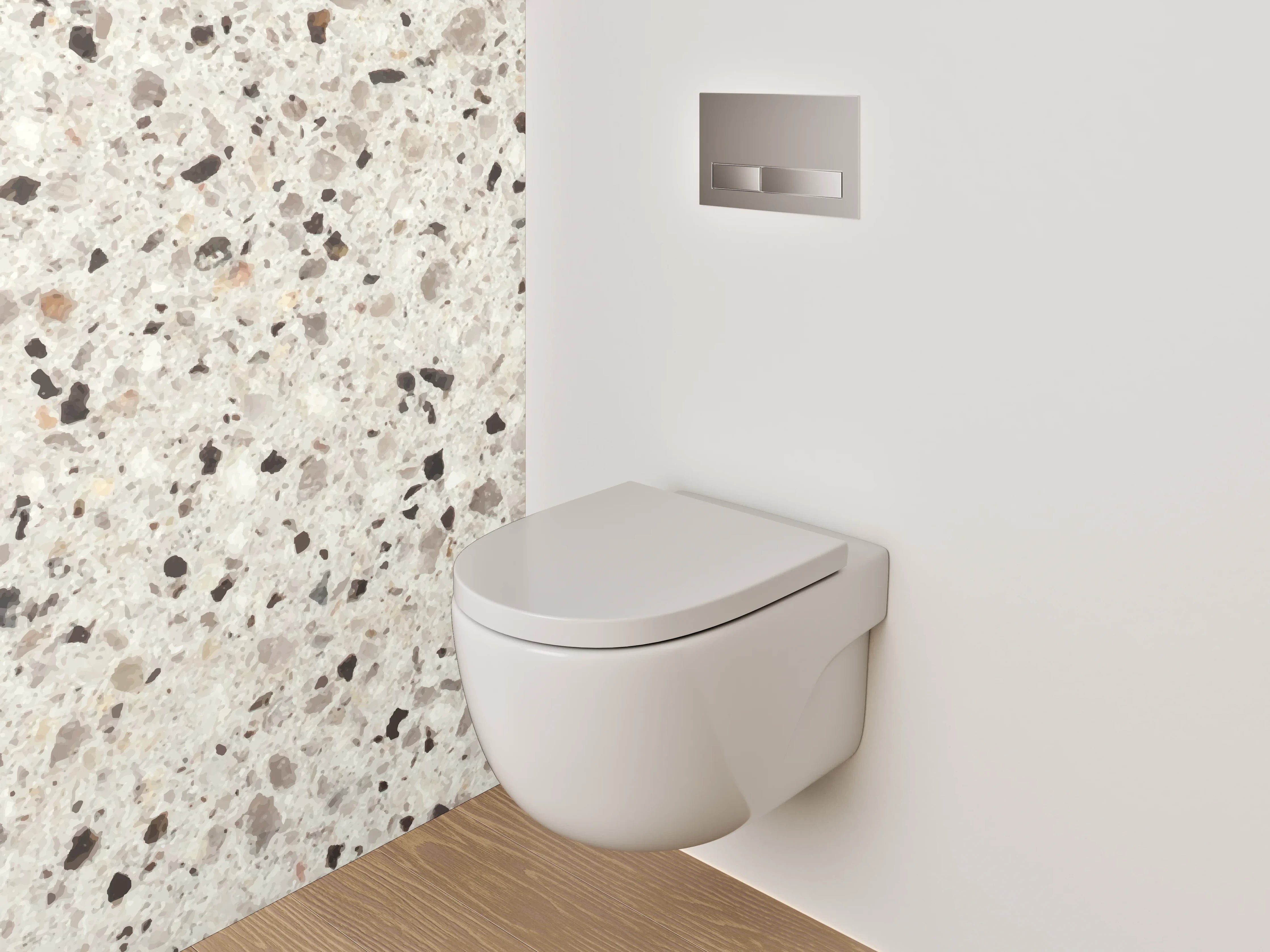 WC-Rückwand - Heller Terrazzo-Look Weiß Grau
