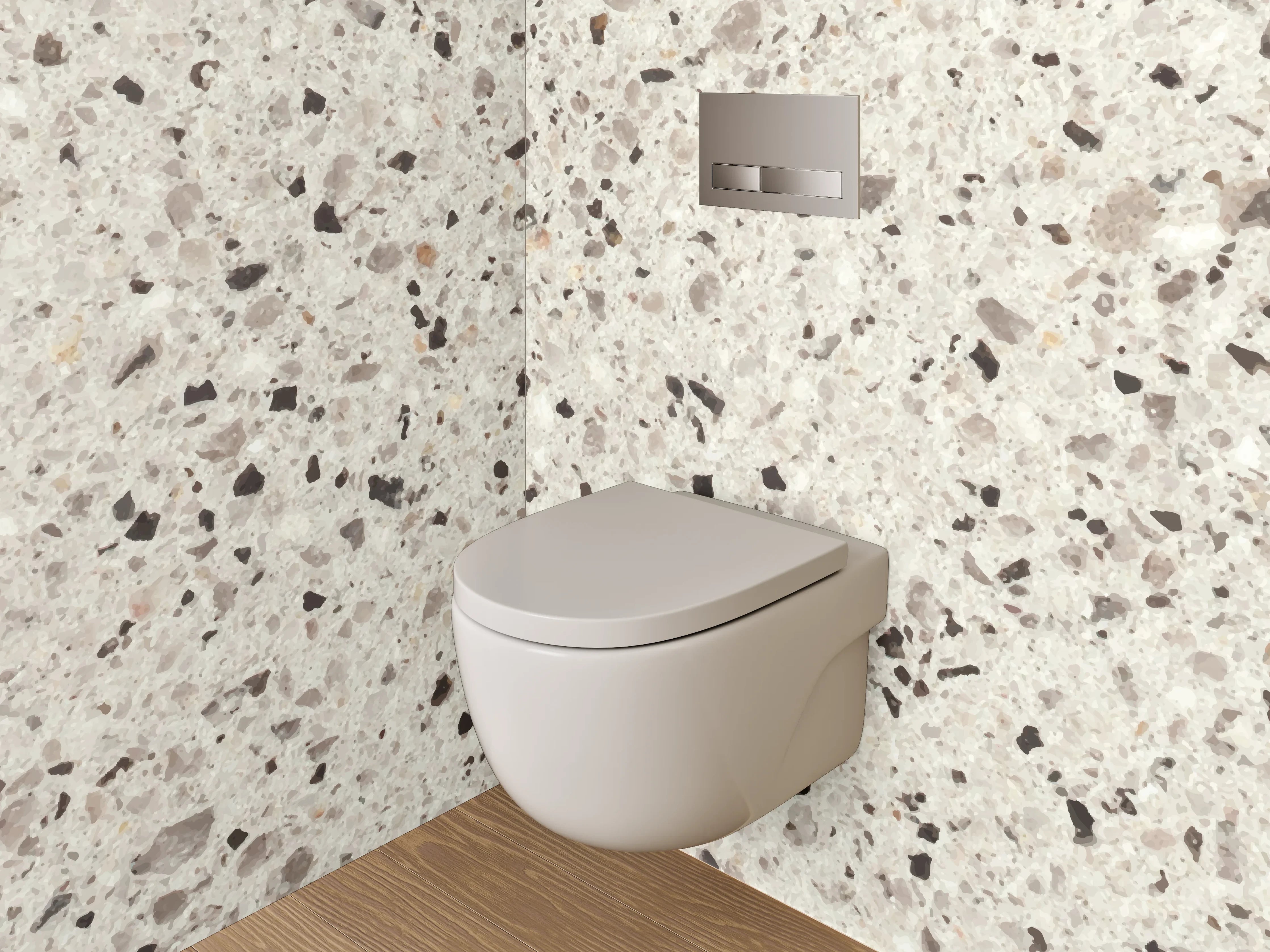 WC-Rückwand - Heller Terrazzo-Look Weiß Grau