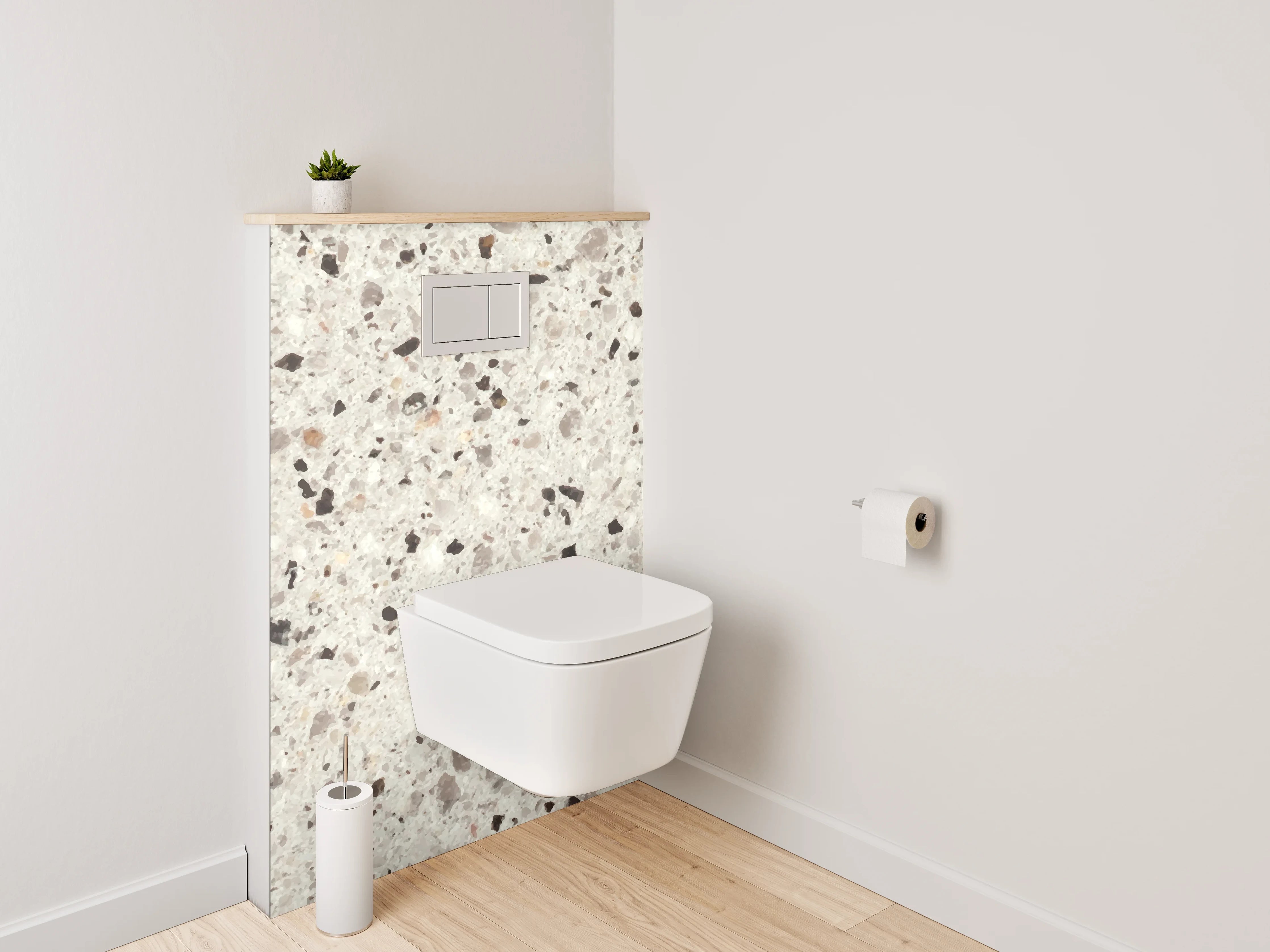 WC-Rückwand - Heller Terrazzo-Look Weiß Grau