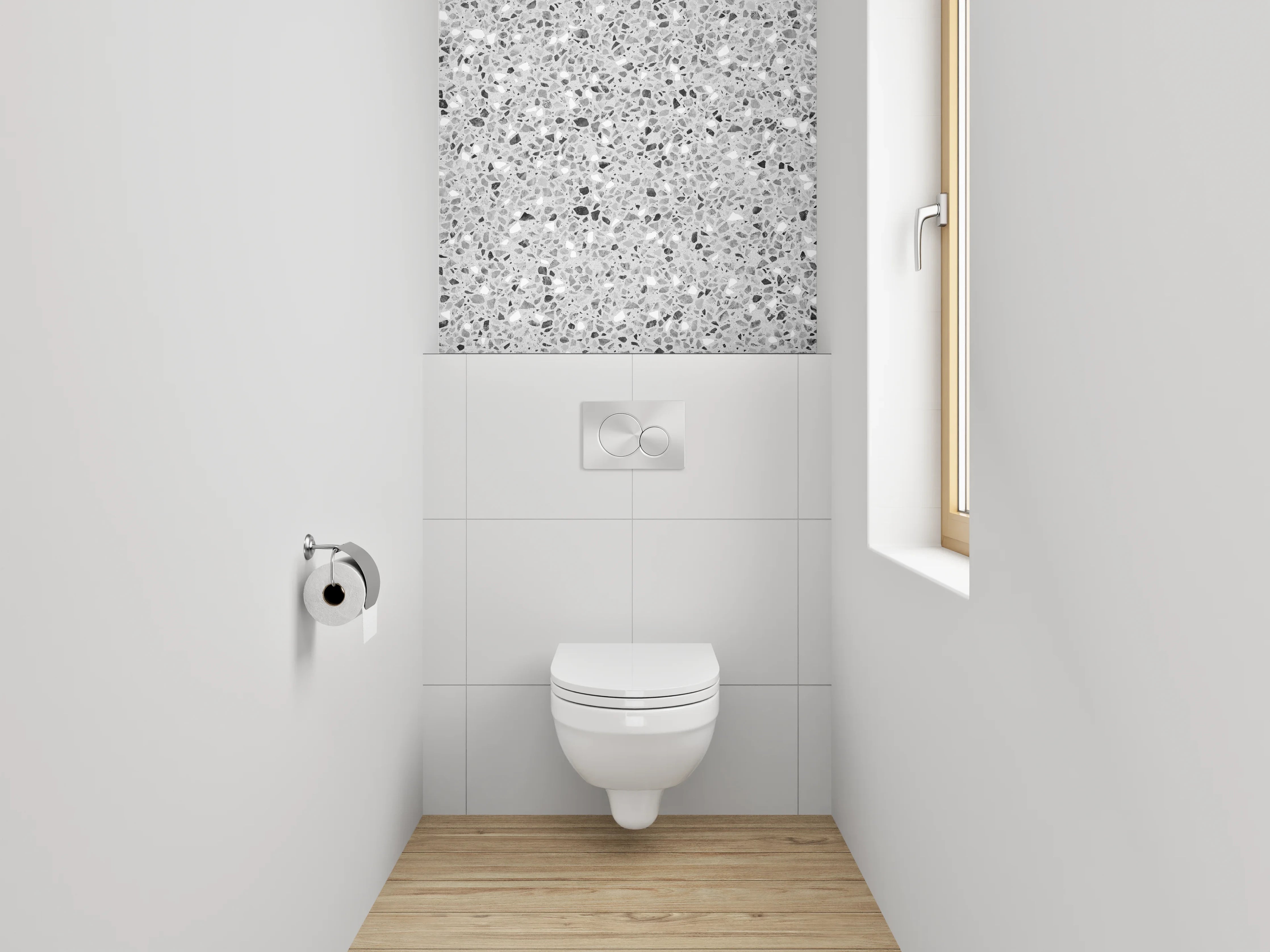 WC-Rückwand - Heller Terrazzo-Look für moderne Räume