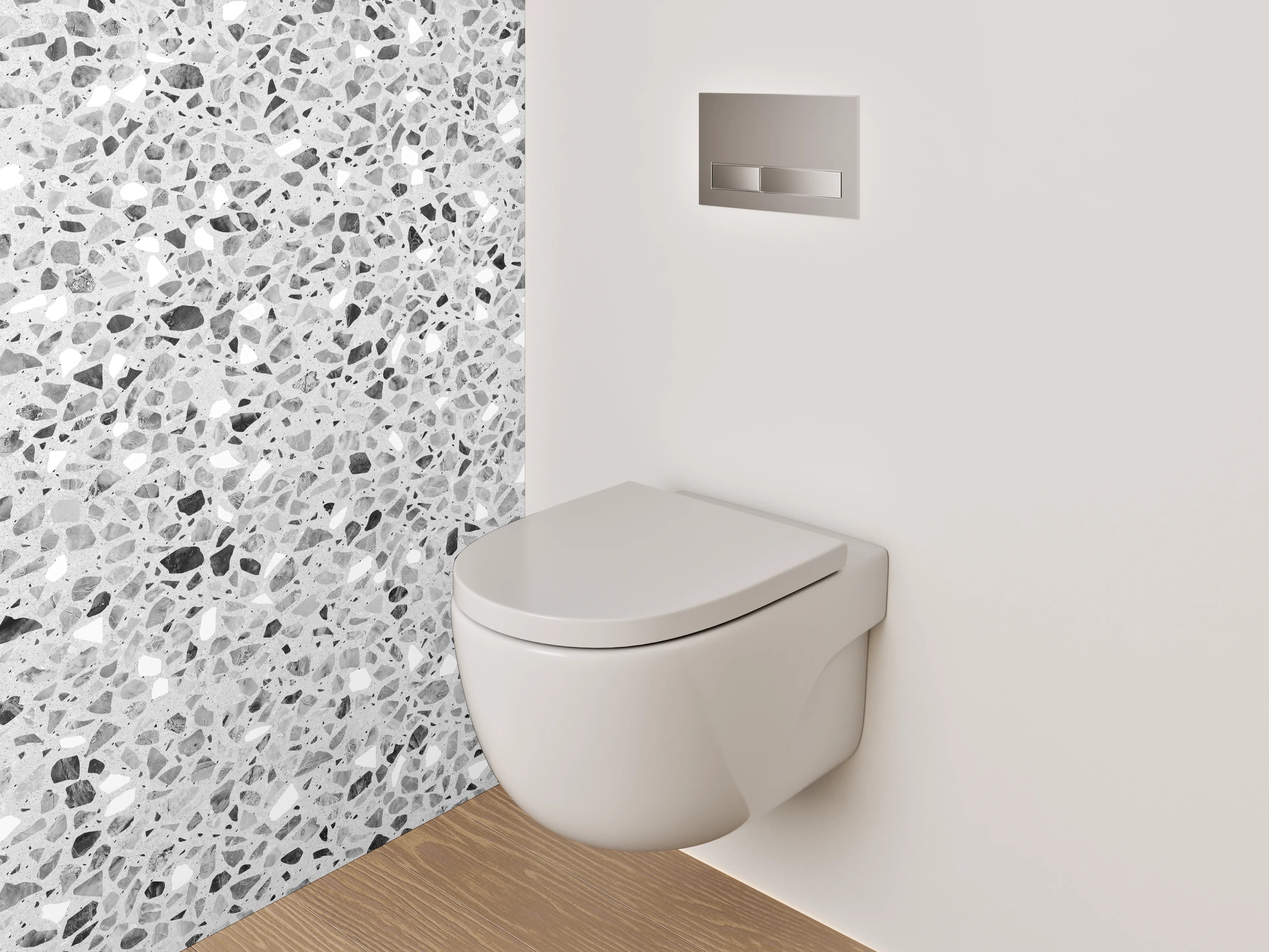 WC-Rückwand - Heller Terrazzo-Look für moderne Räume