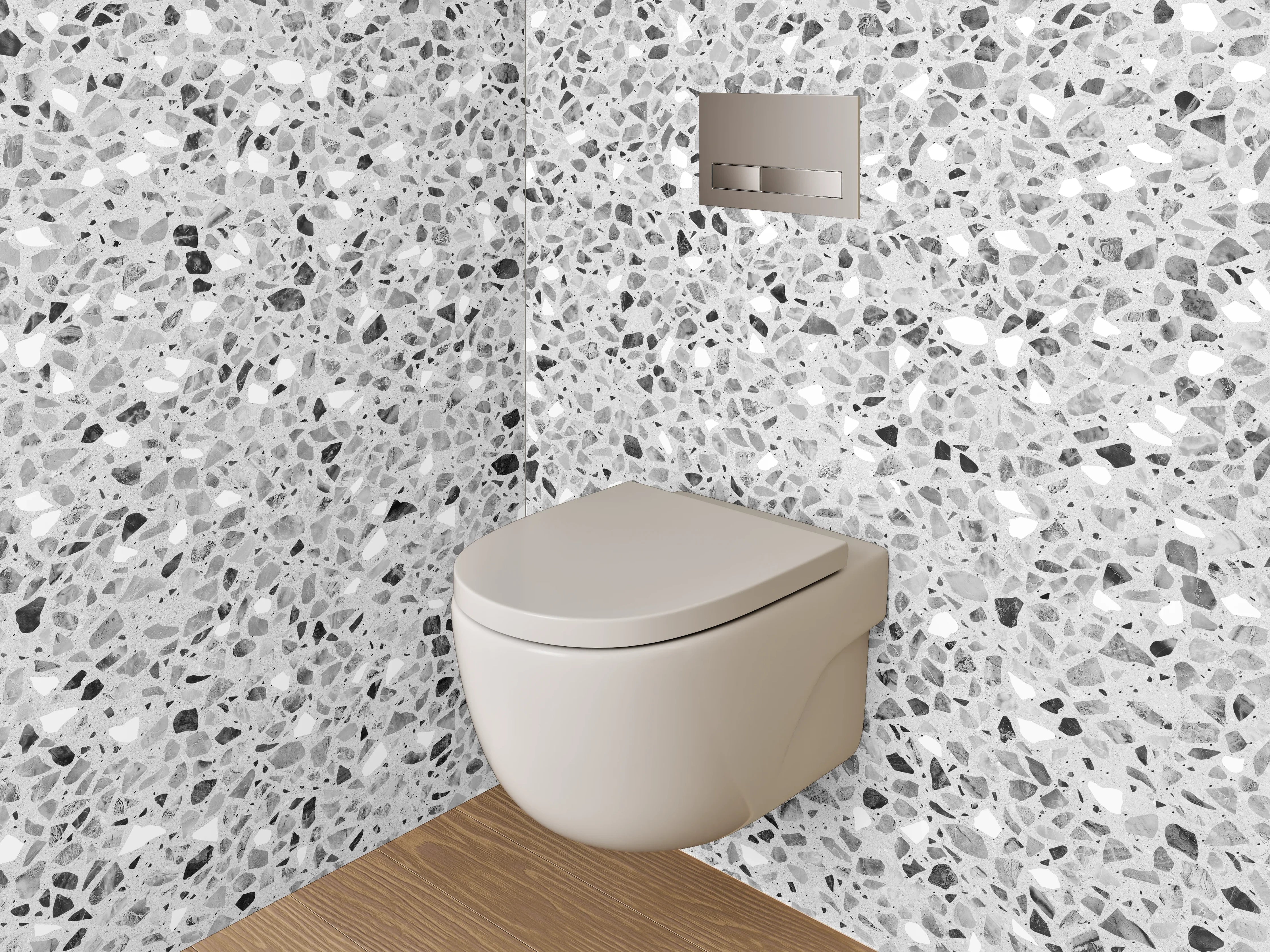 WC-Rückwand - Heller Terrazzo-Look für moderne Räume