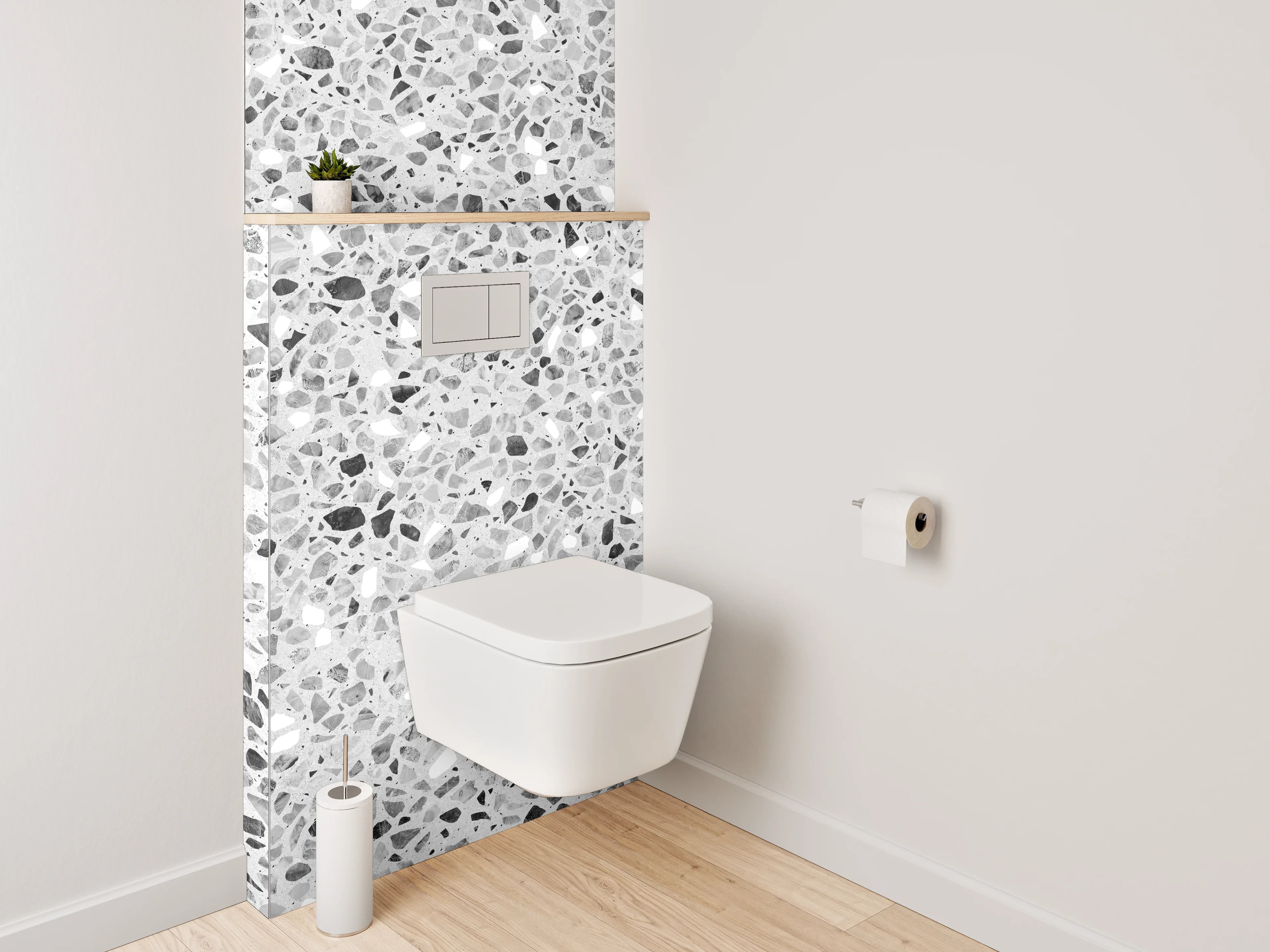 WC-Rückwand - Heller Terrazzo-Look für moderne Räume