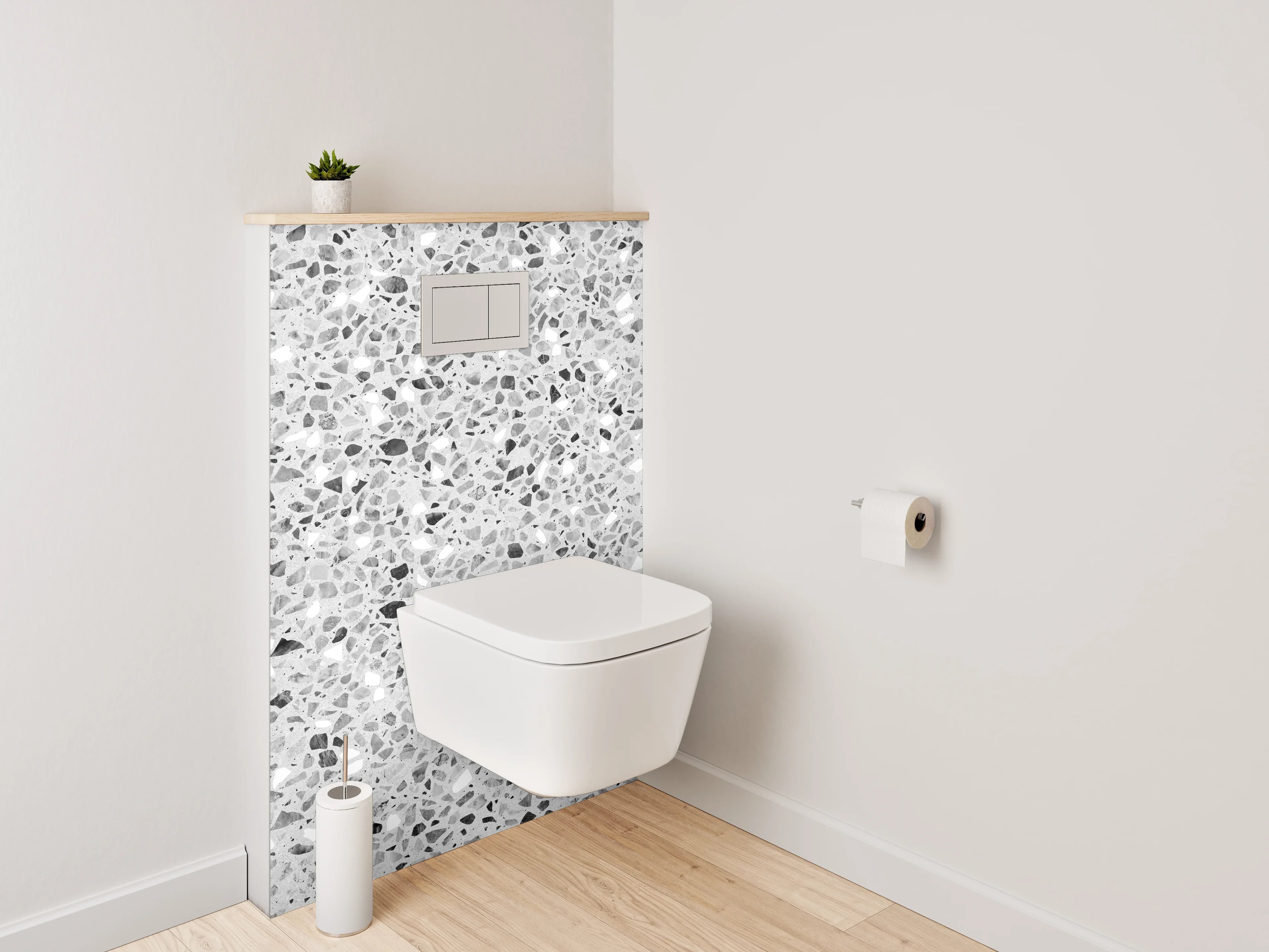 WC-Rückwand - Heller Terrazzo-Look für moderne Räume