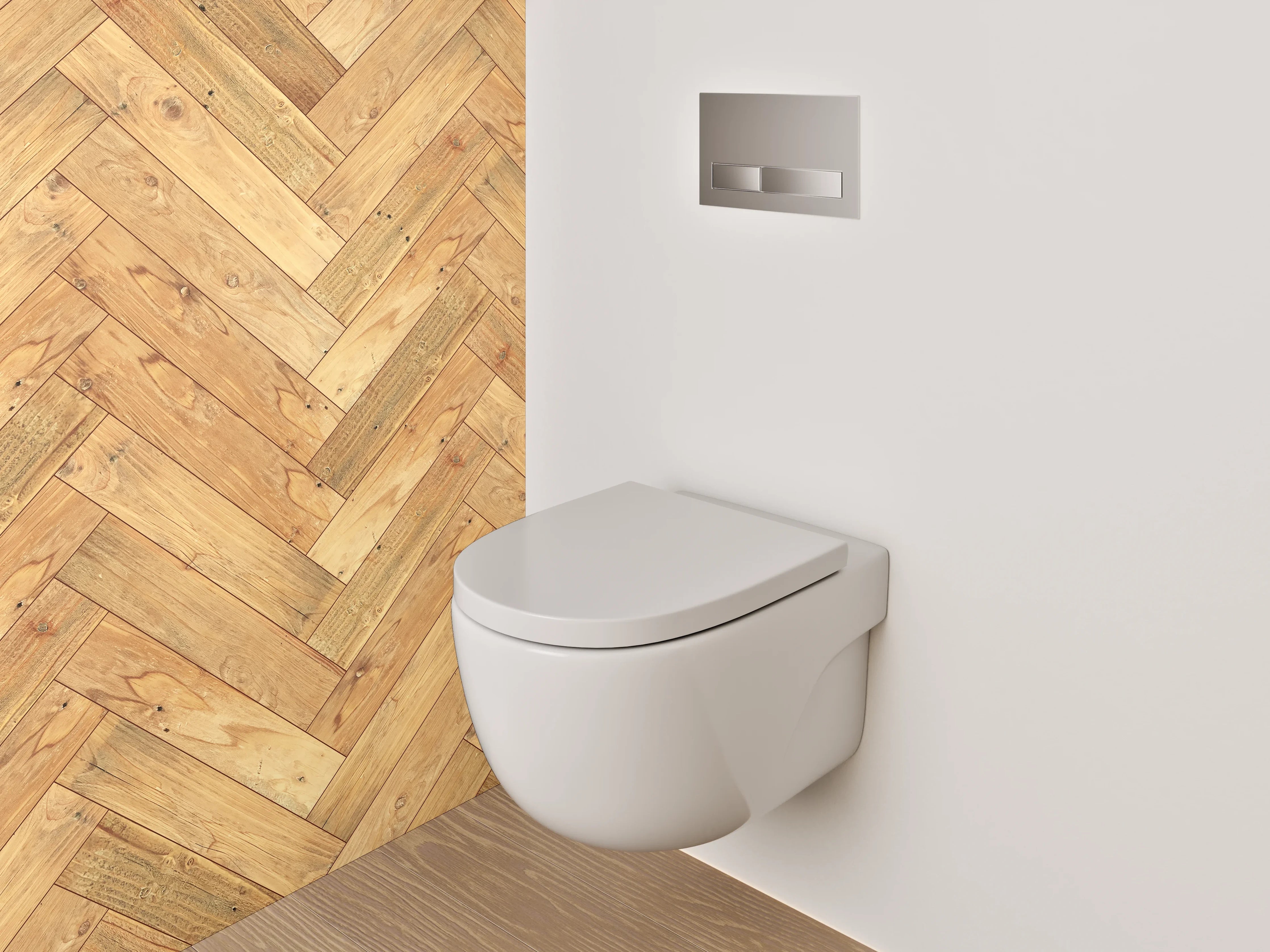 WC-Rückwand - Helles Fischgrät Holz Muster