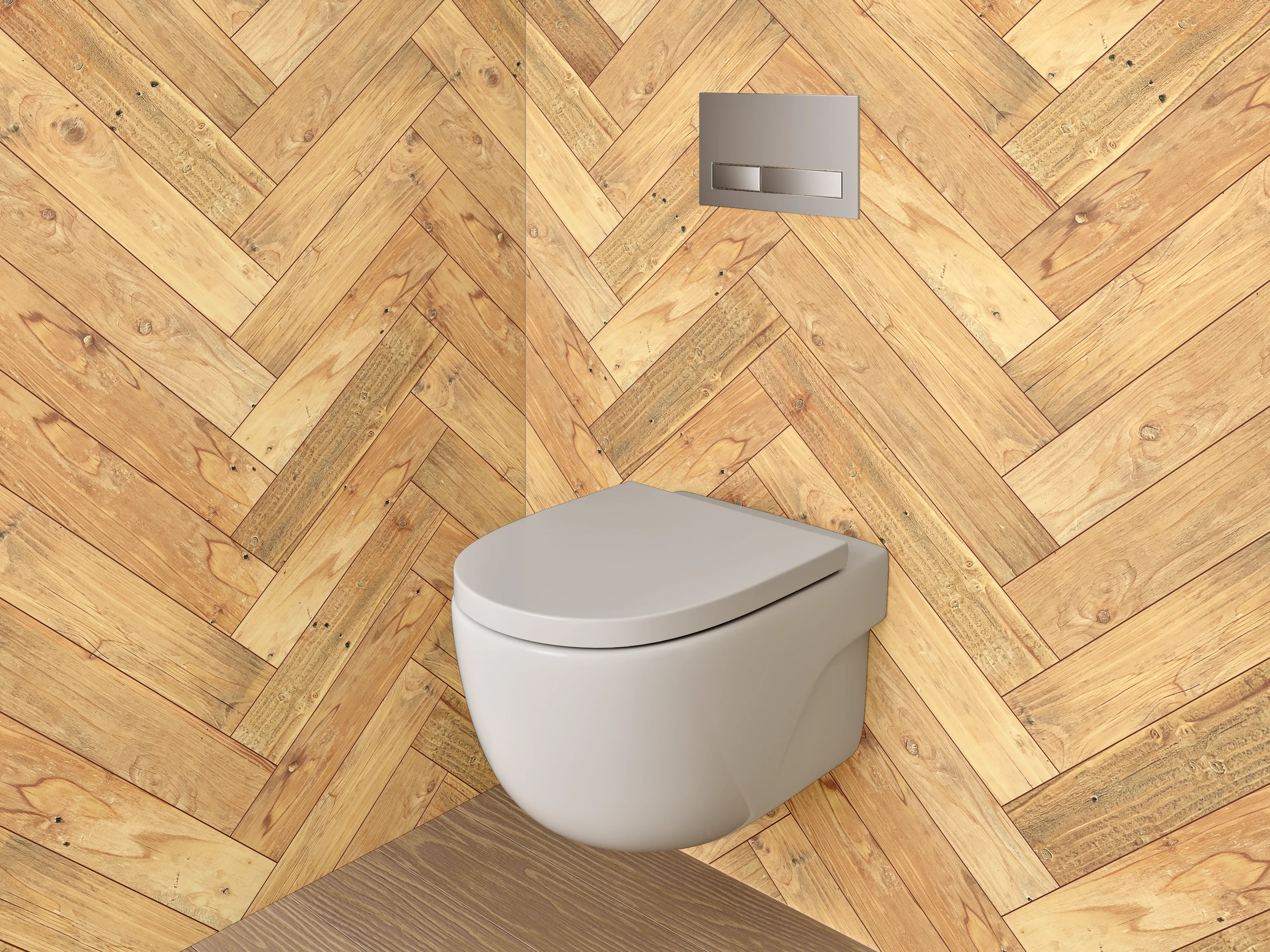 WC-Rückwand - Helles Fischgrät Holz Muster