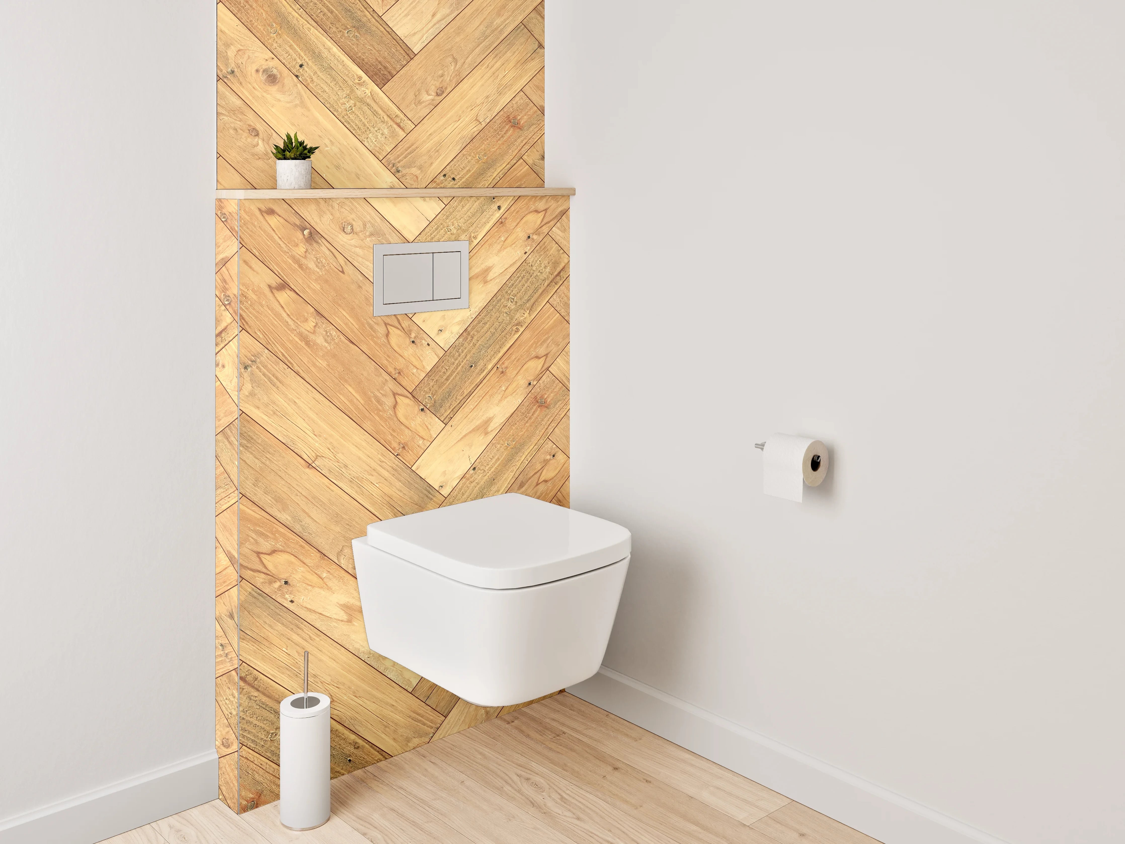 WC-Rückwand - Helles Fischgrät Holz Muster