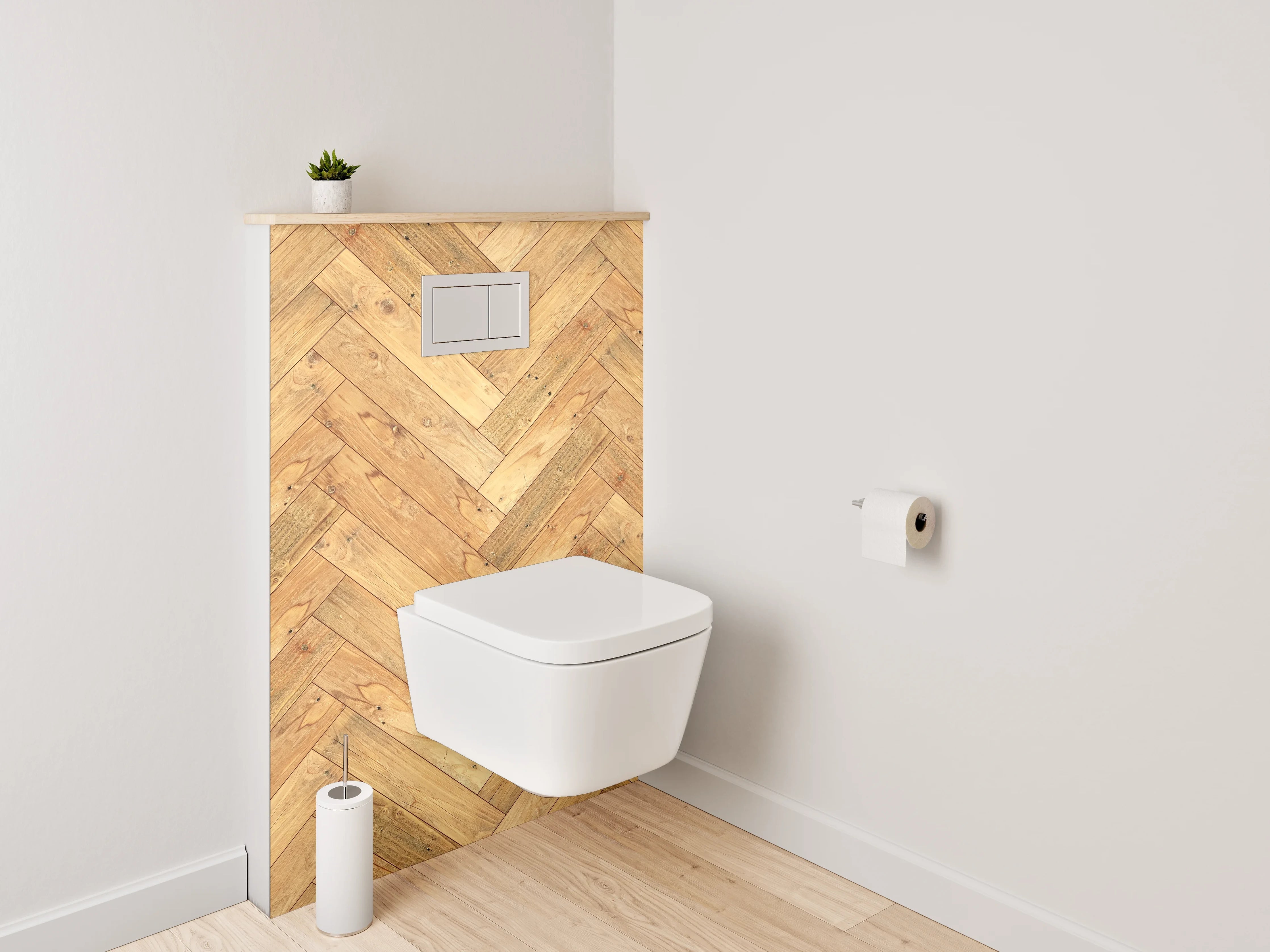 WC-Rückwand - Helles Fischgrät Holz Muster