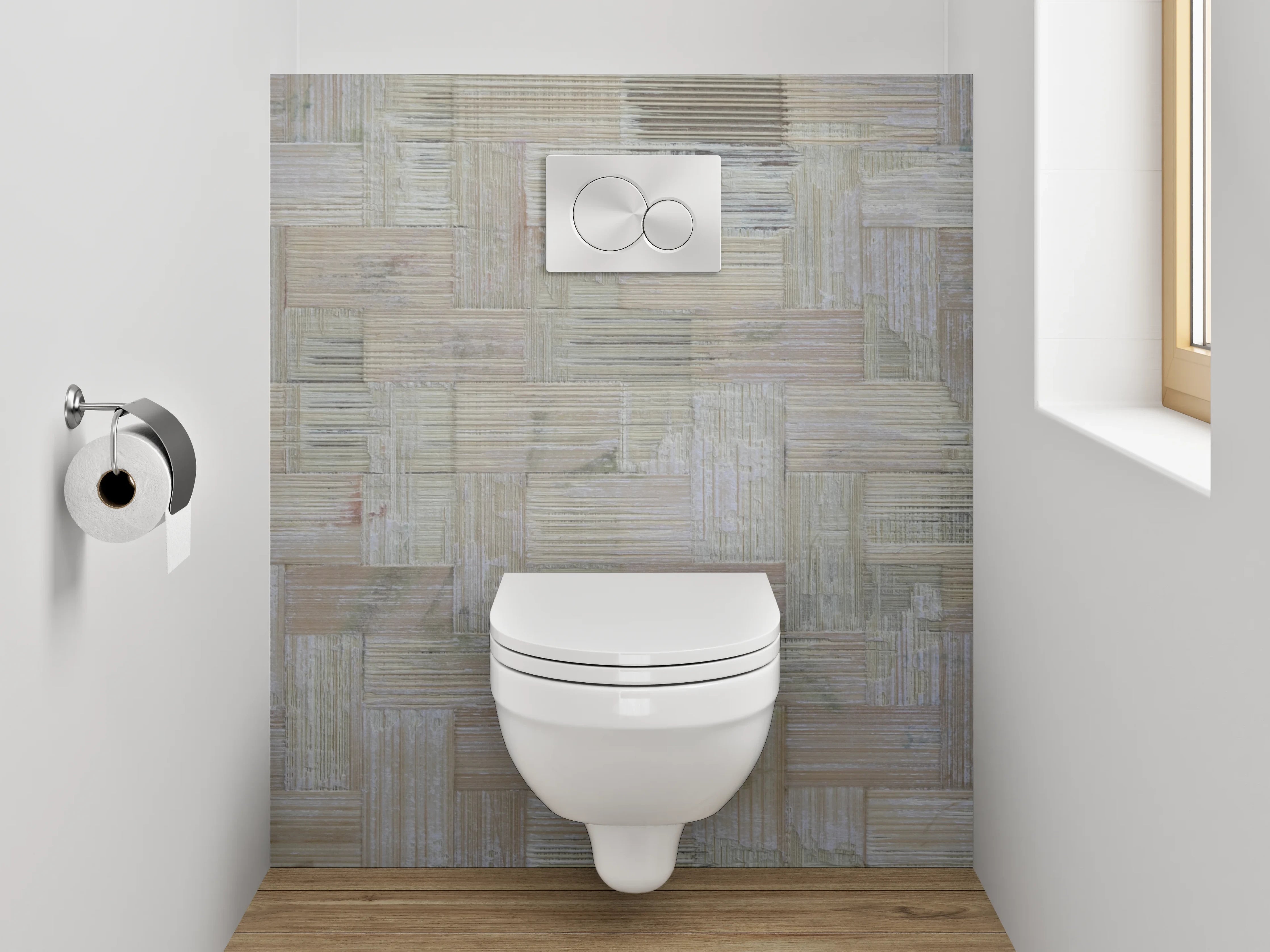 WC-Rückwand - Helles Holz Mosaik Muster