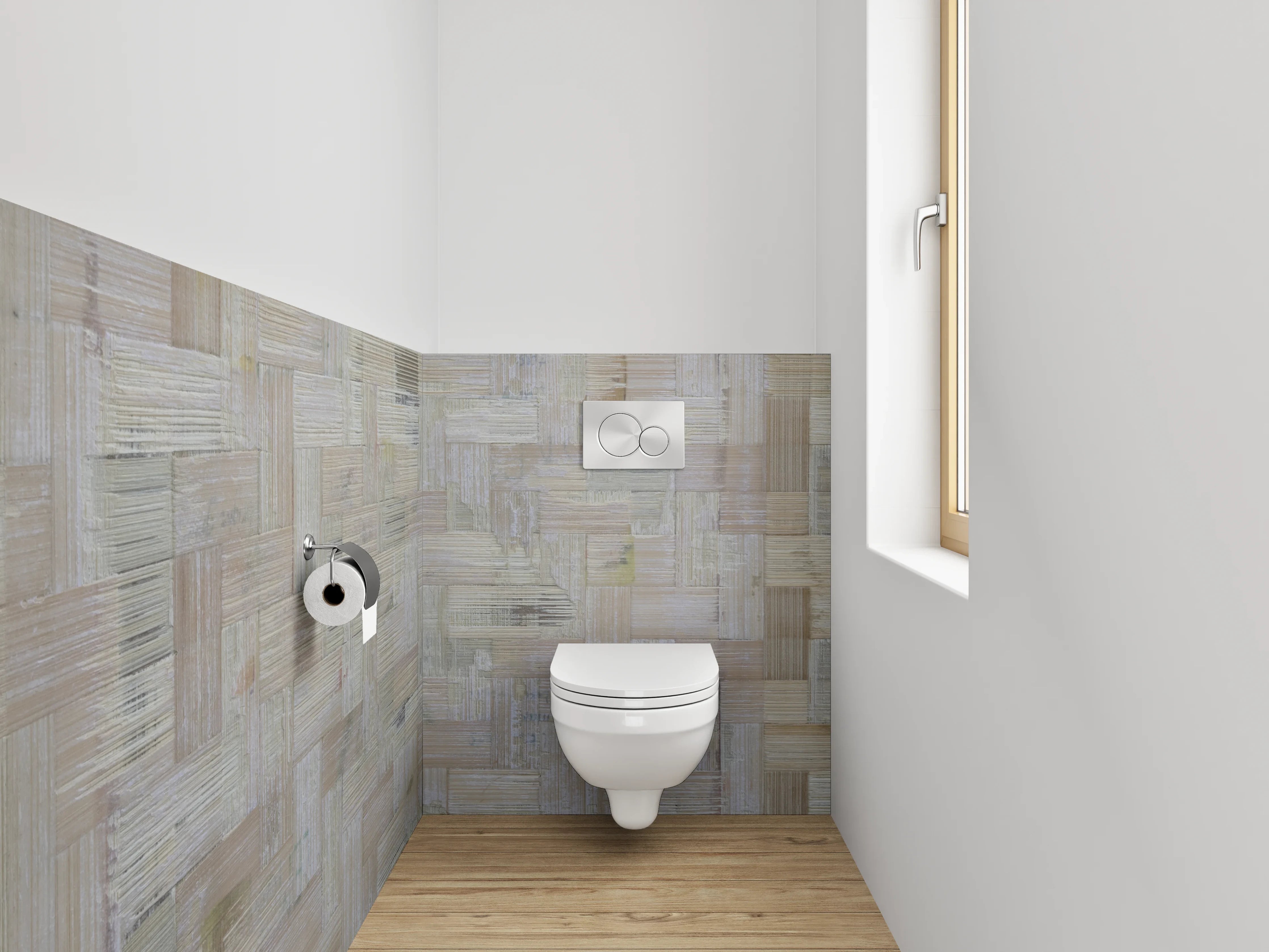 WC-Rückwand - Helles Holz Mosaik Muster