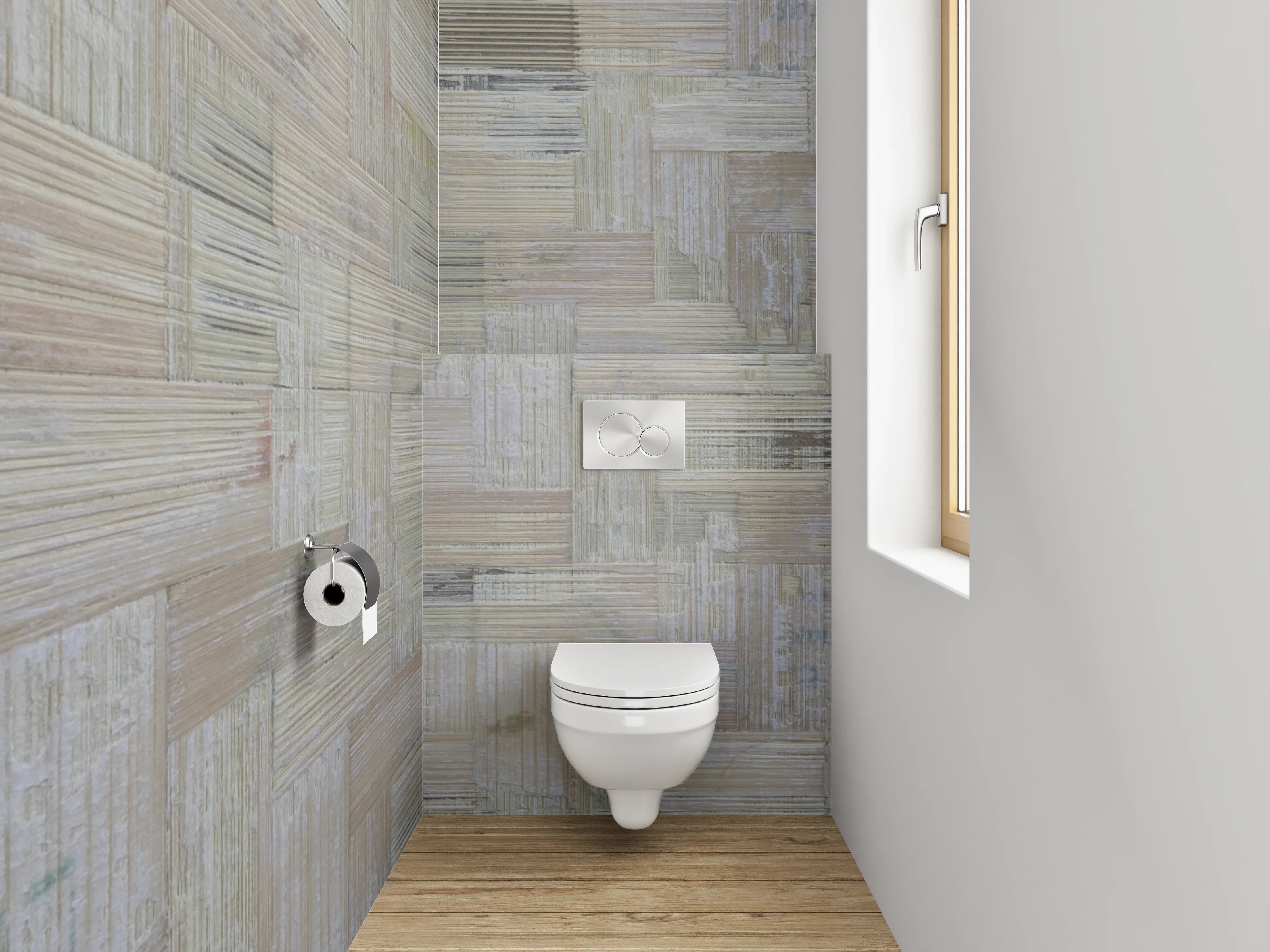 WC-Rückwand - Helles Holz Mosaik Muster