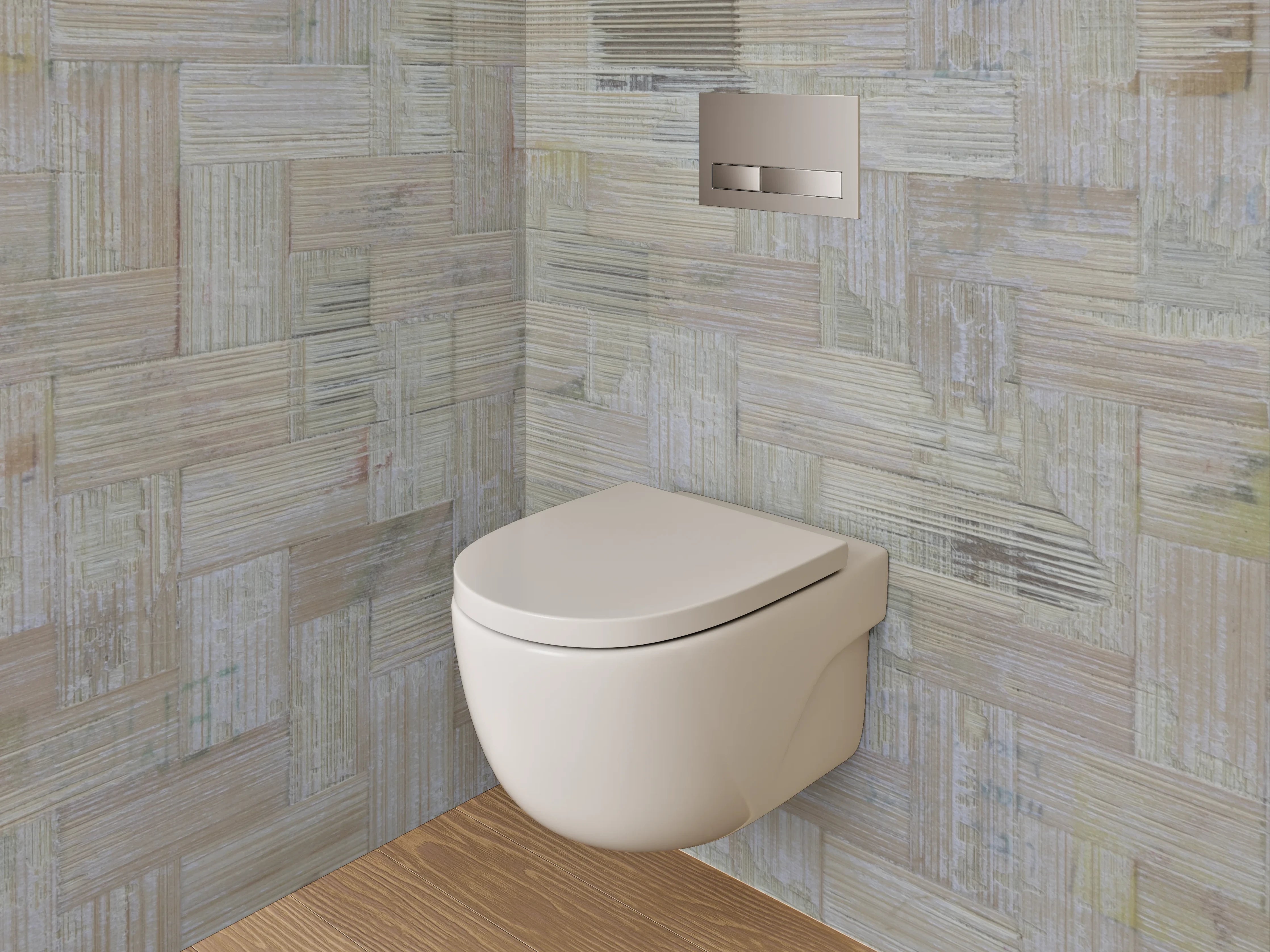 WC-Rückwand - Helles Holz Mosaik Muster