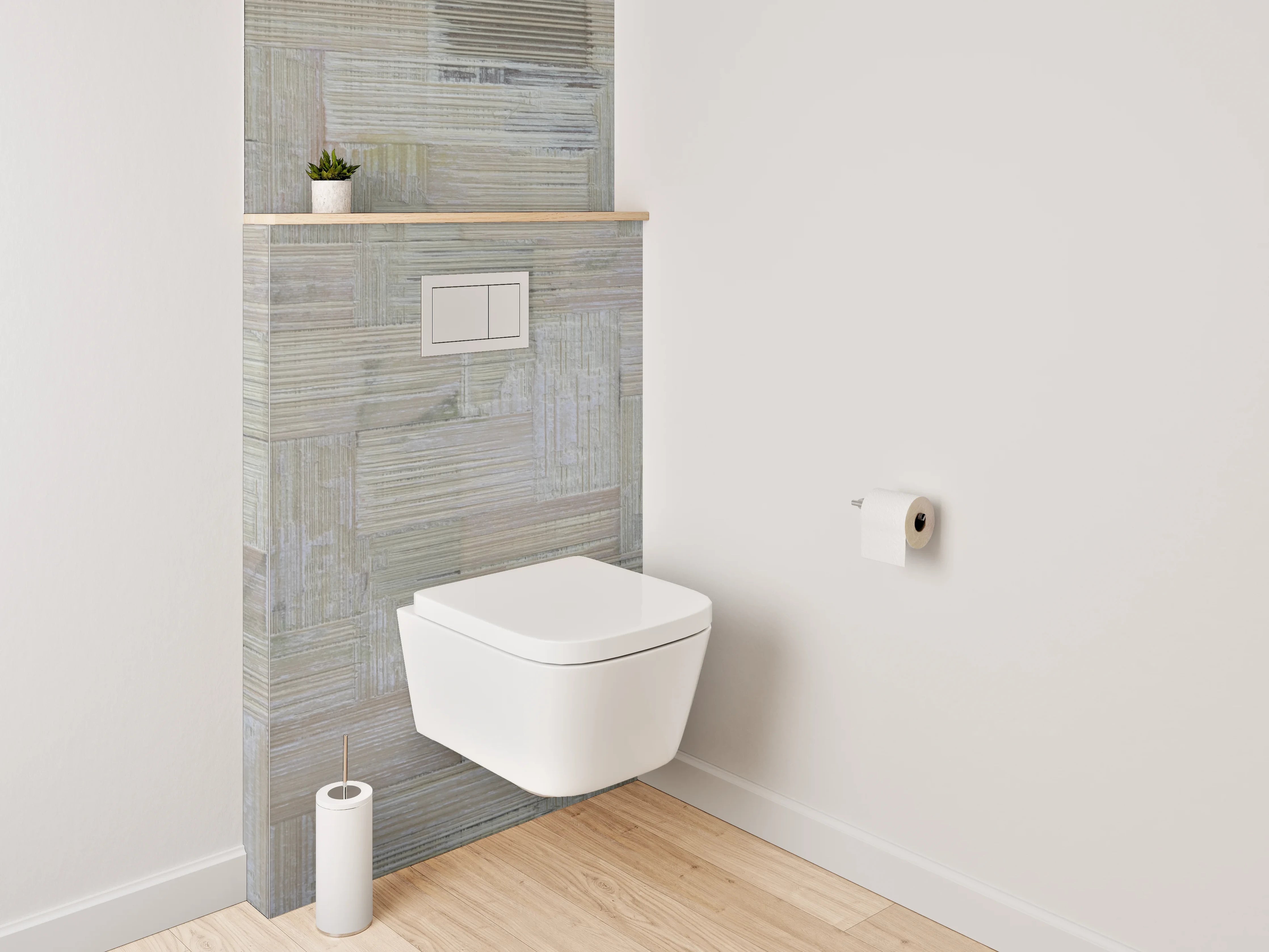 WC-Rückwand - Helles Holz Mosaik Muster