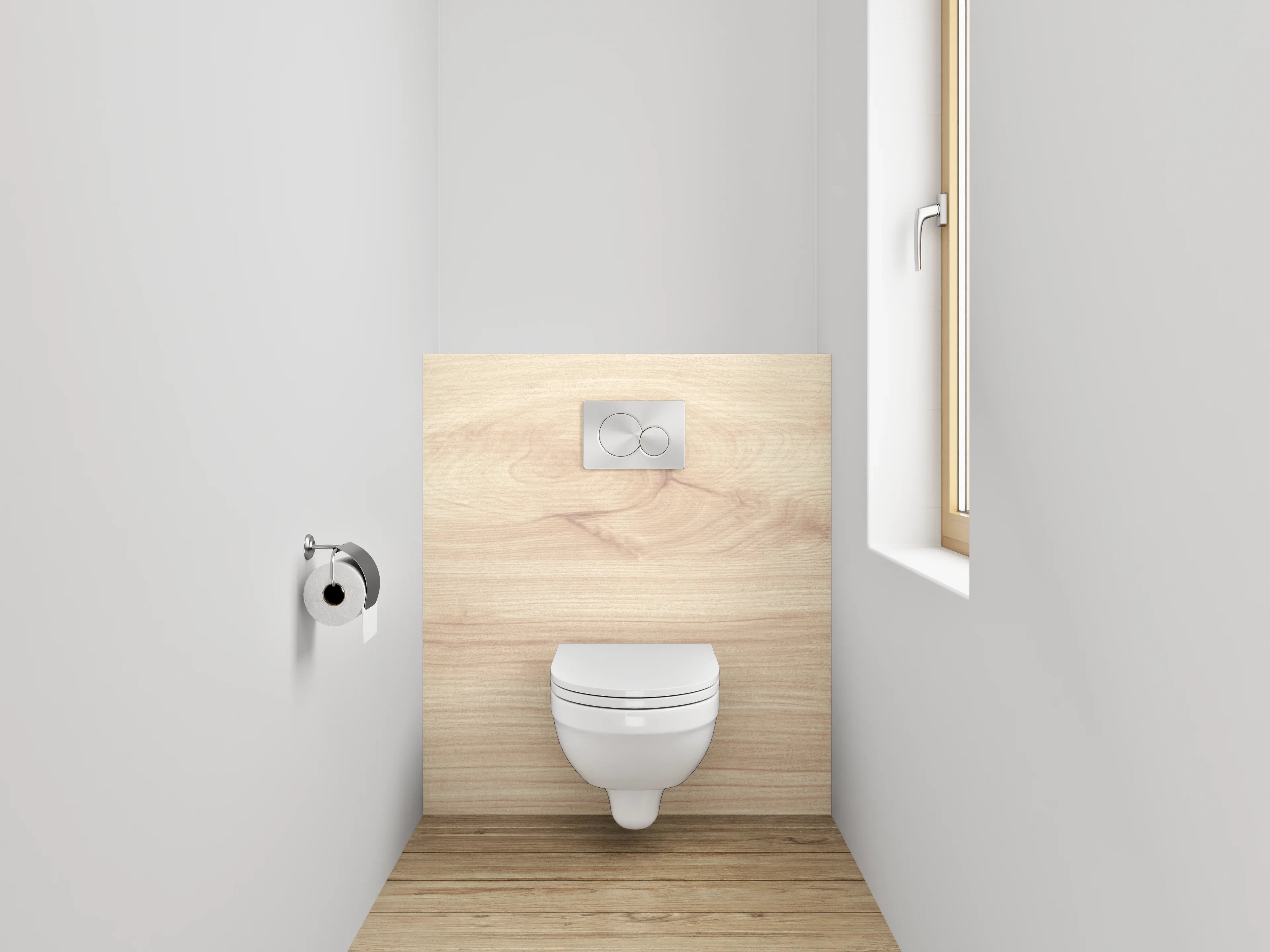 WC-Rückwand - Helles Holz mit grauer Maserung
