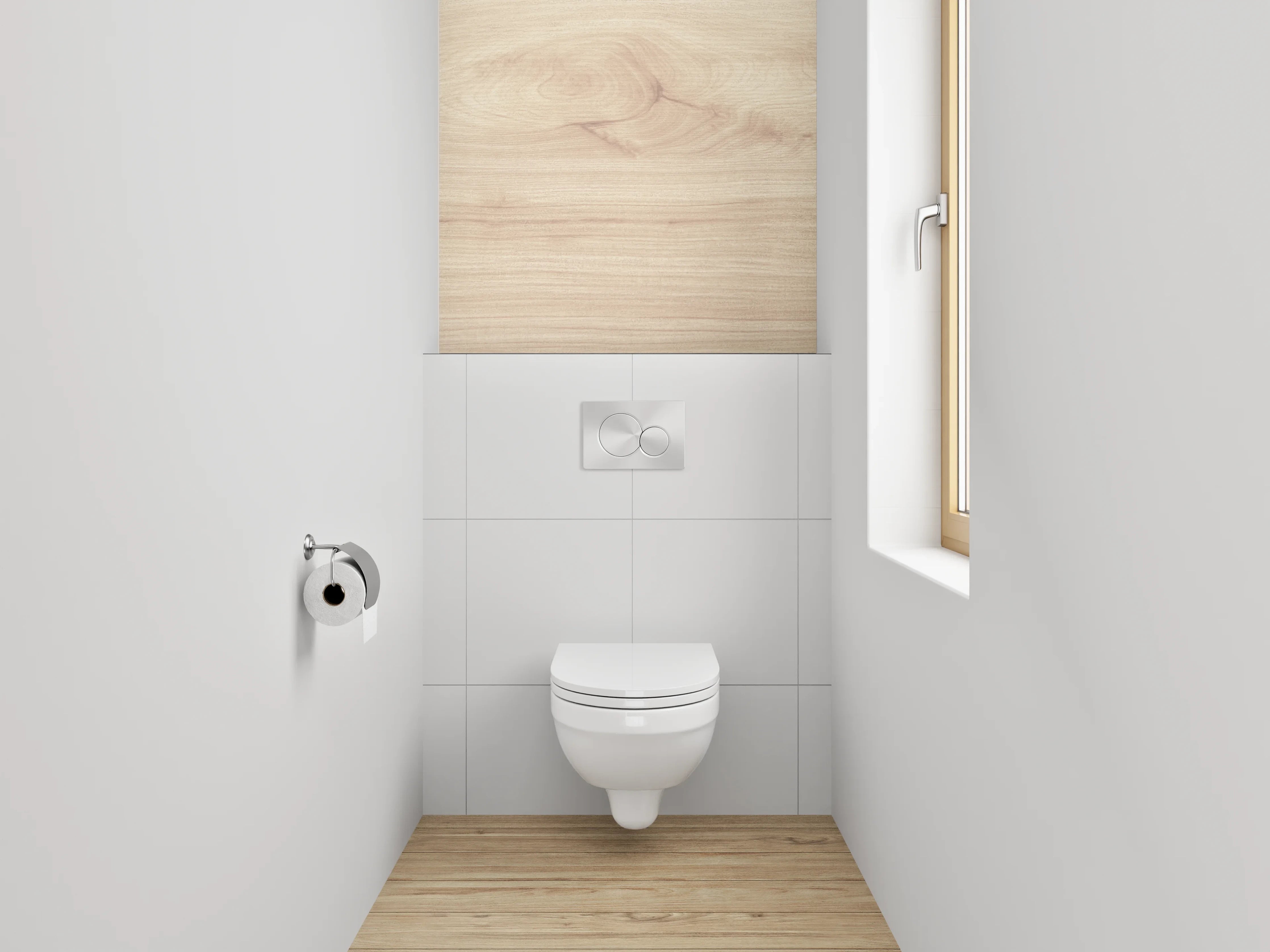 WC-Rückwand - Helles Holz mit grauer Maserung