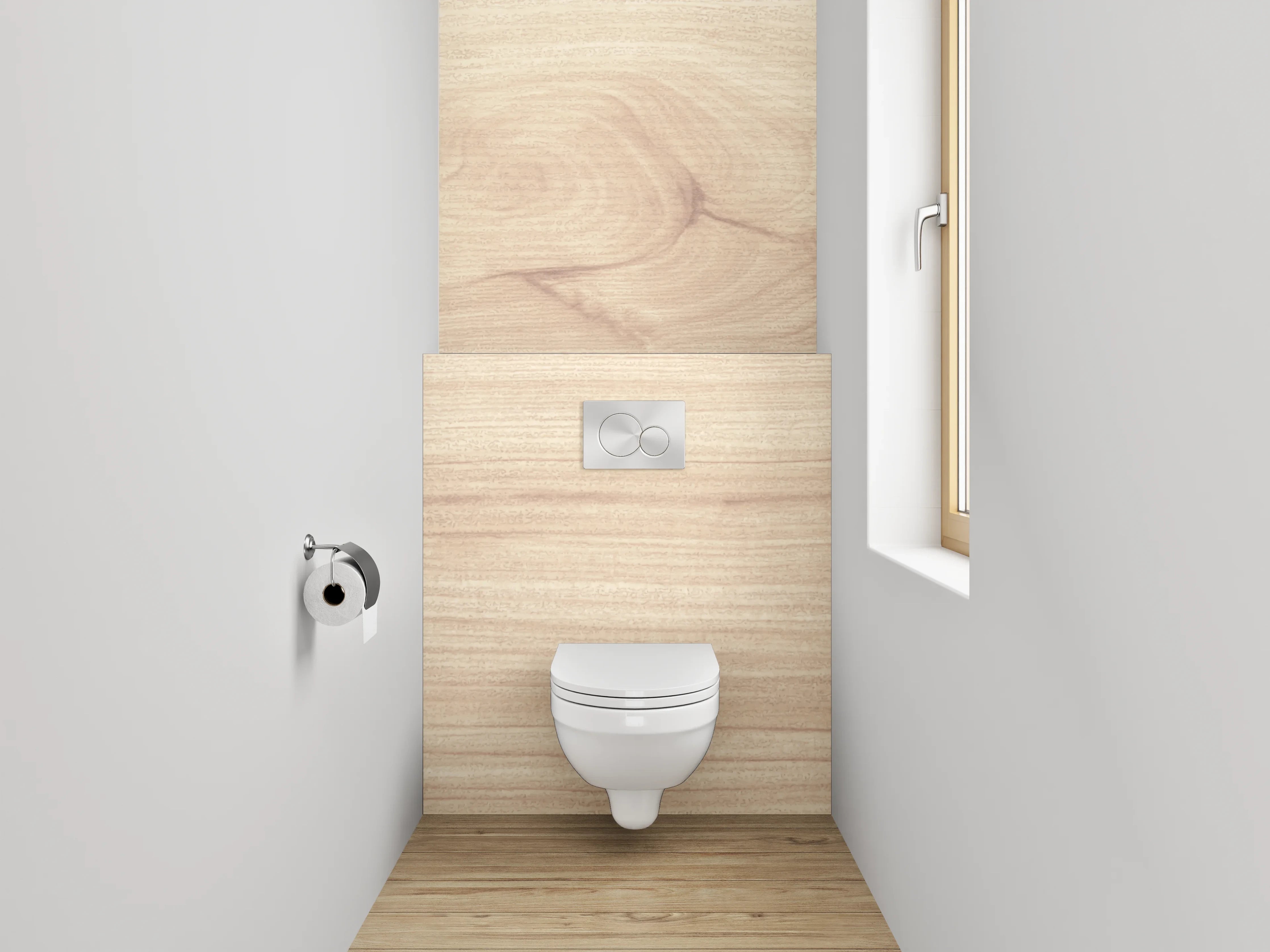 WC-Rückwand - Helles Holz mit grauer Maserung