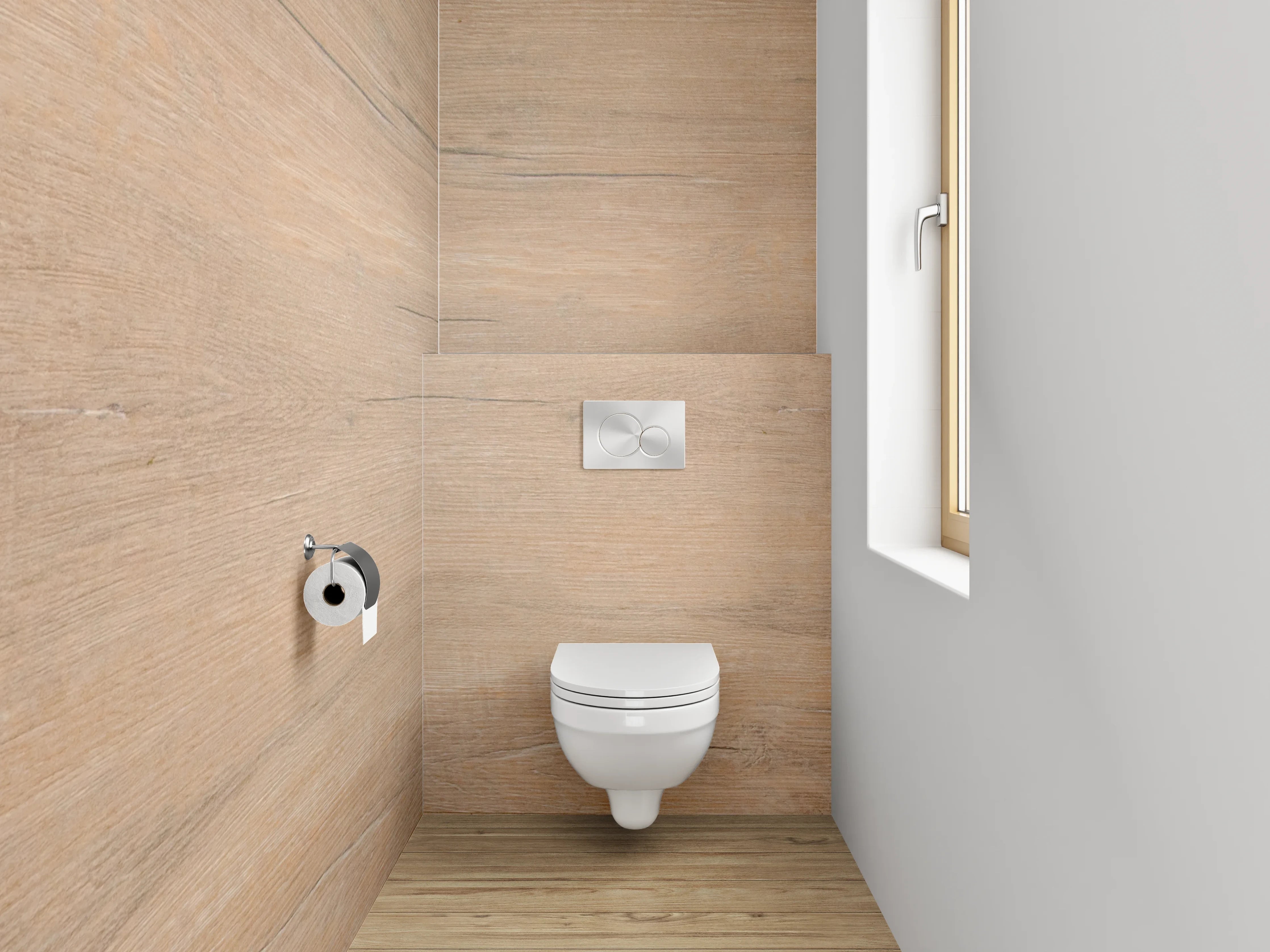 WC-Rückwand - Helles Holzboden mit natürlicher Maserung