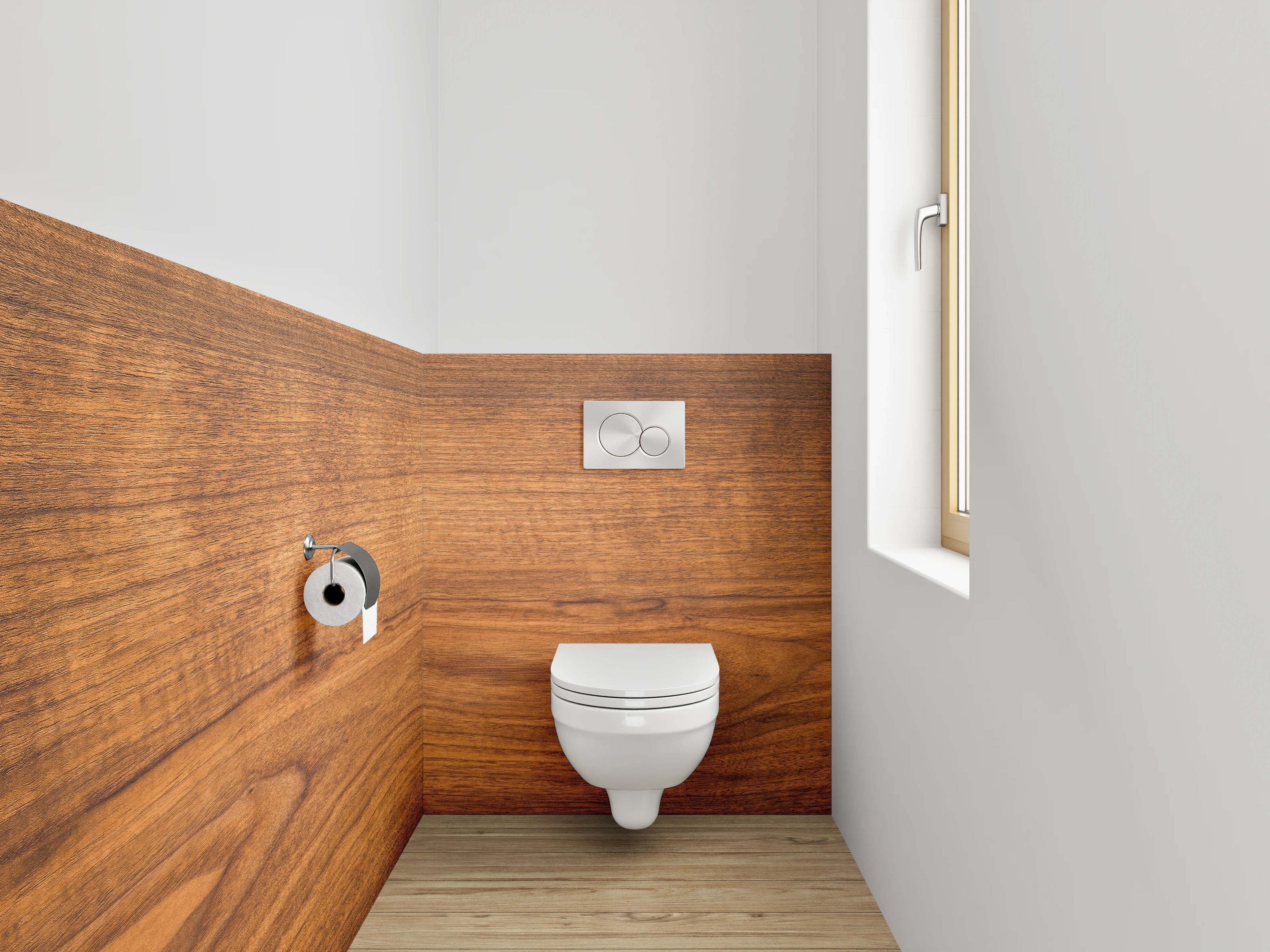 WC-Rückwand - Helles Holzbrett im natürlichen Look
