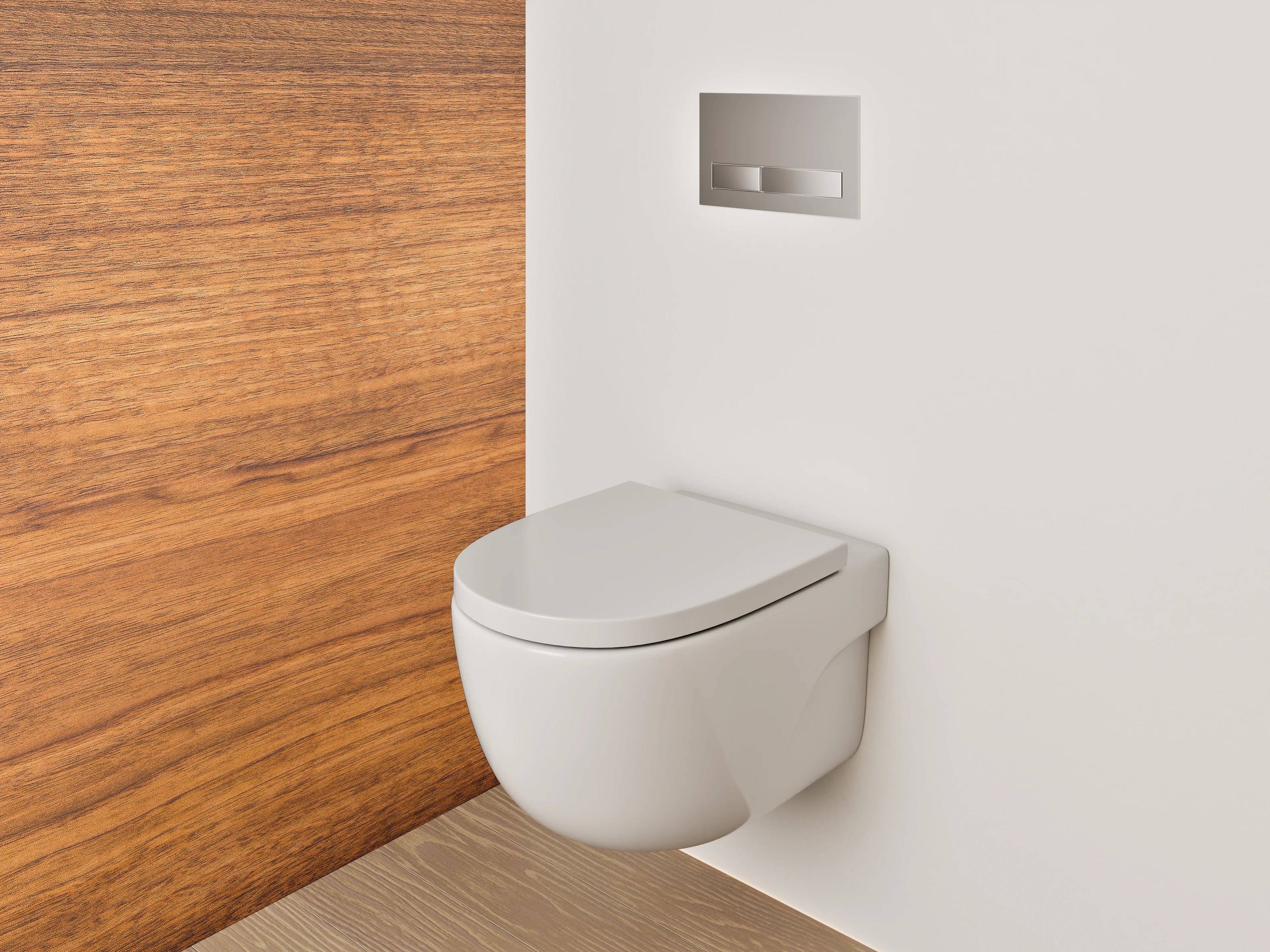 WC-Rückwand - Helles Holzbrett im natürlichen Look